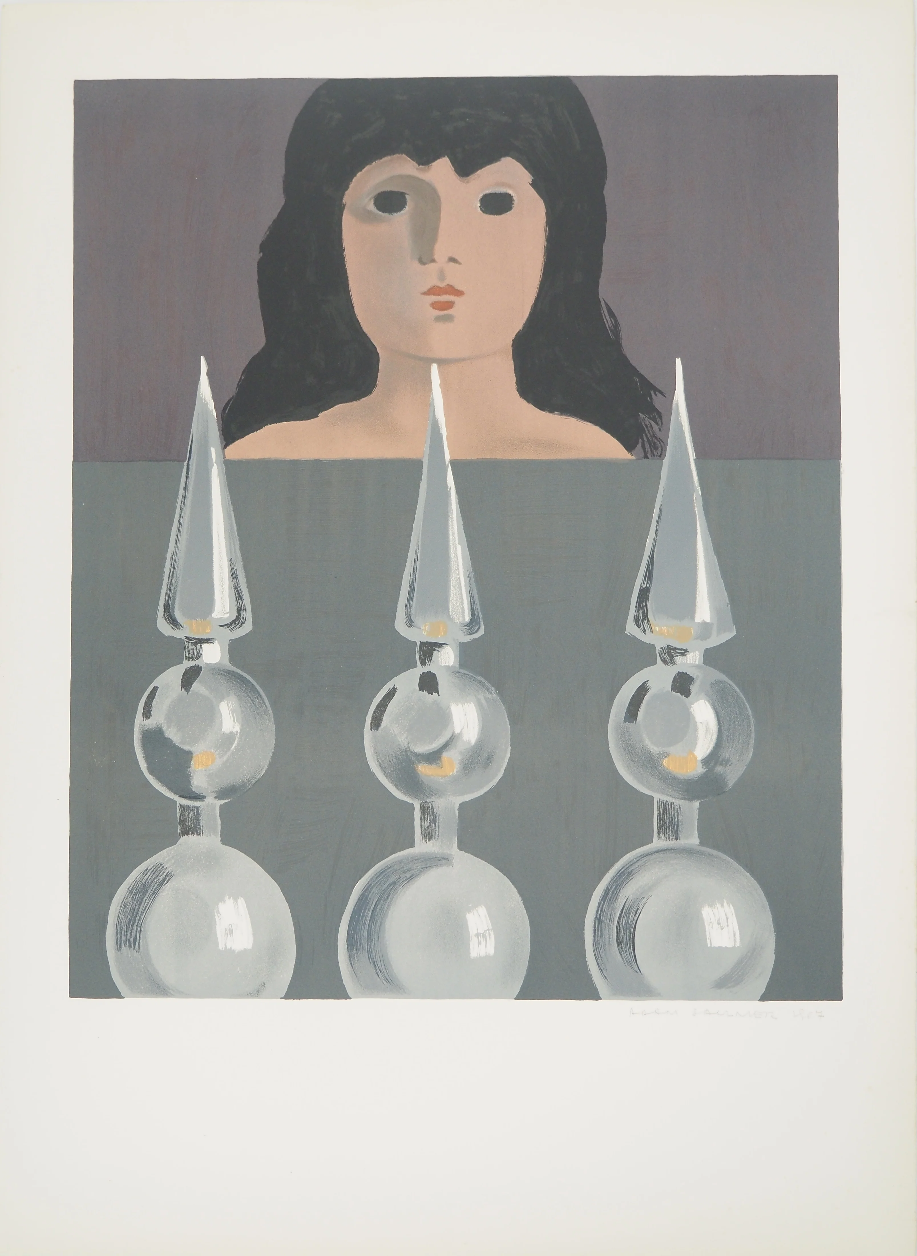 Adam SAULNIER : La femme au portail, Lithographie originale signée