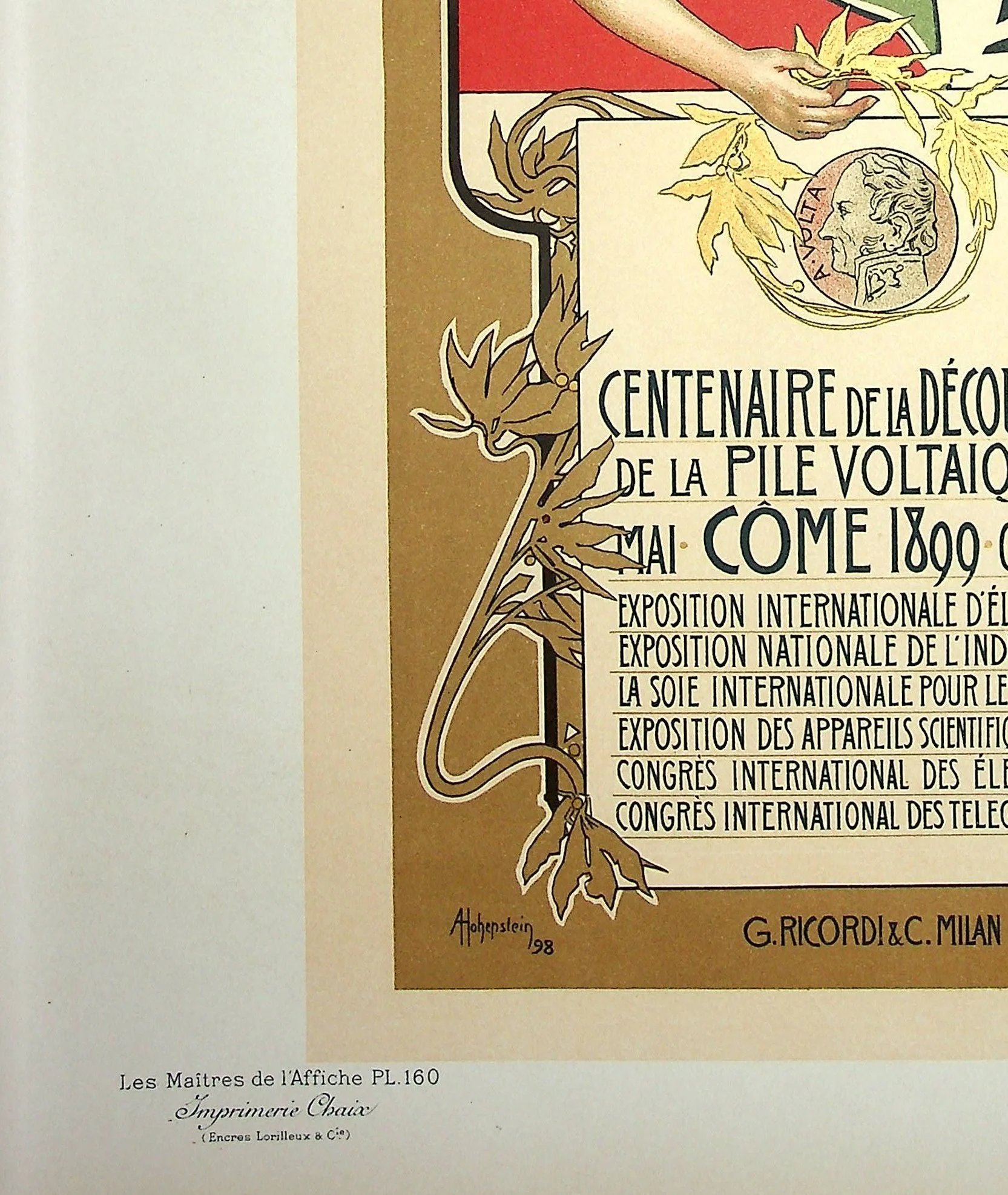 Adolfo HOHENSTEIN : La découverte de la pile voltaïque, Lithographie originale signée - Image 2