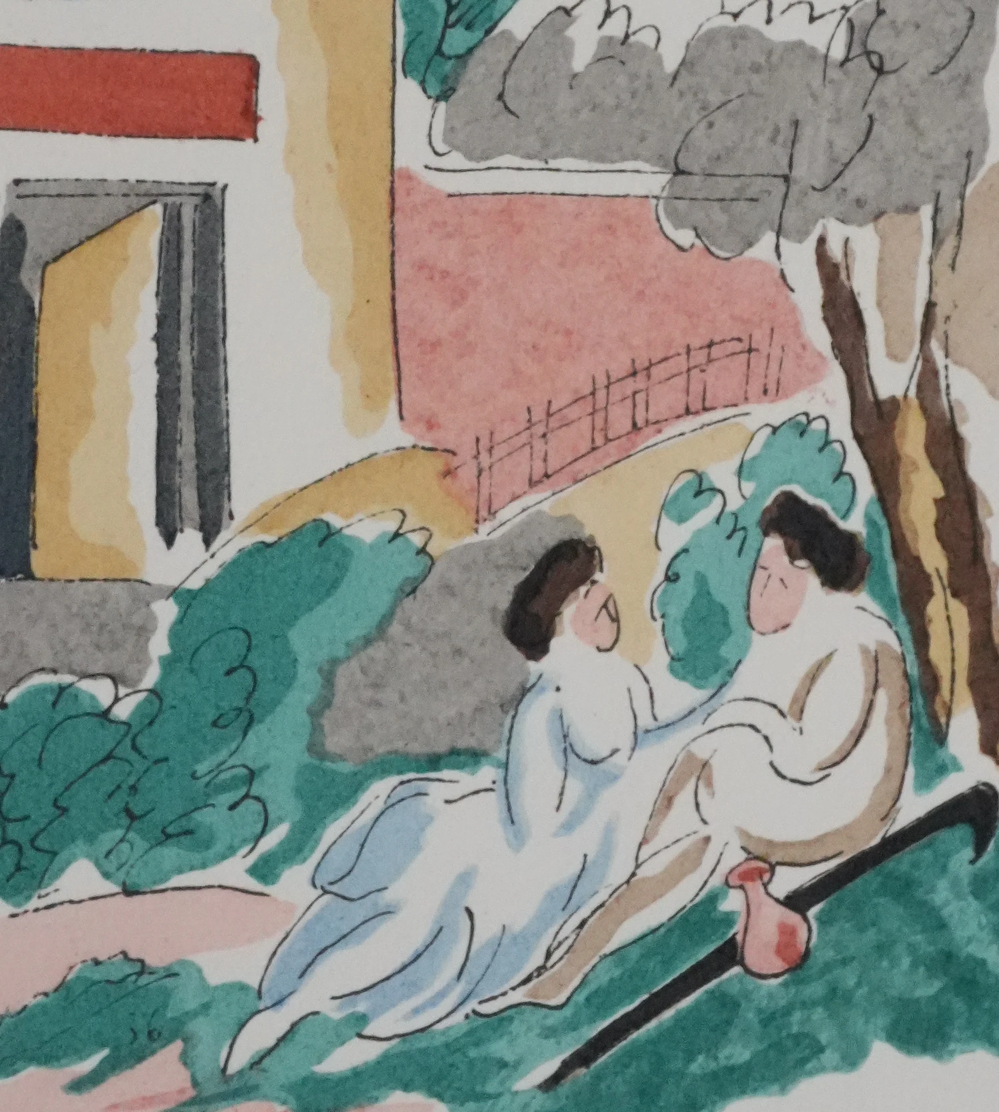 Adolphe FEDER : Discussion sous les arbres, Lithographie originale signée - Image 6