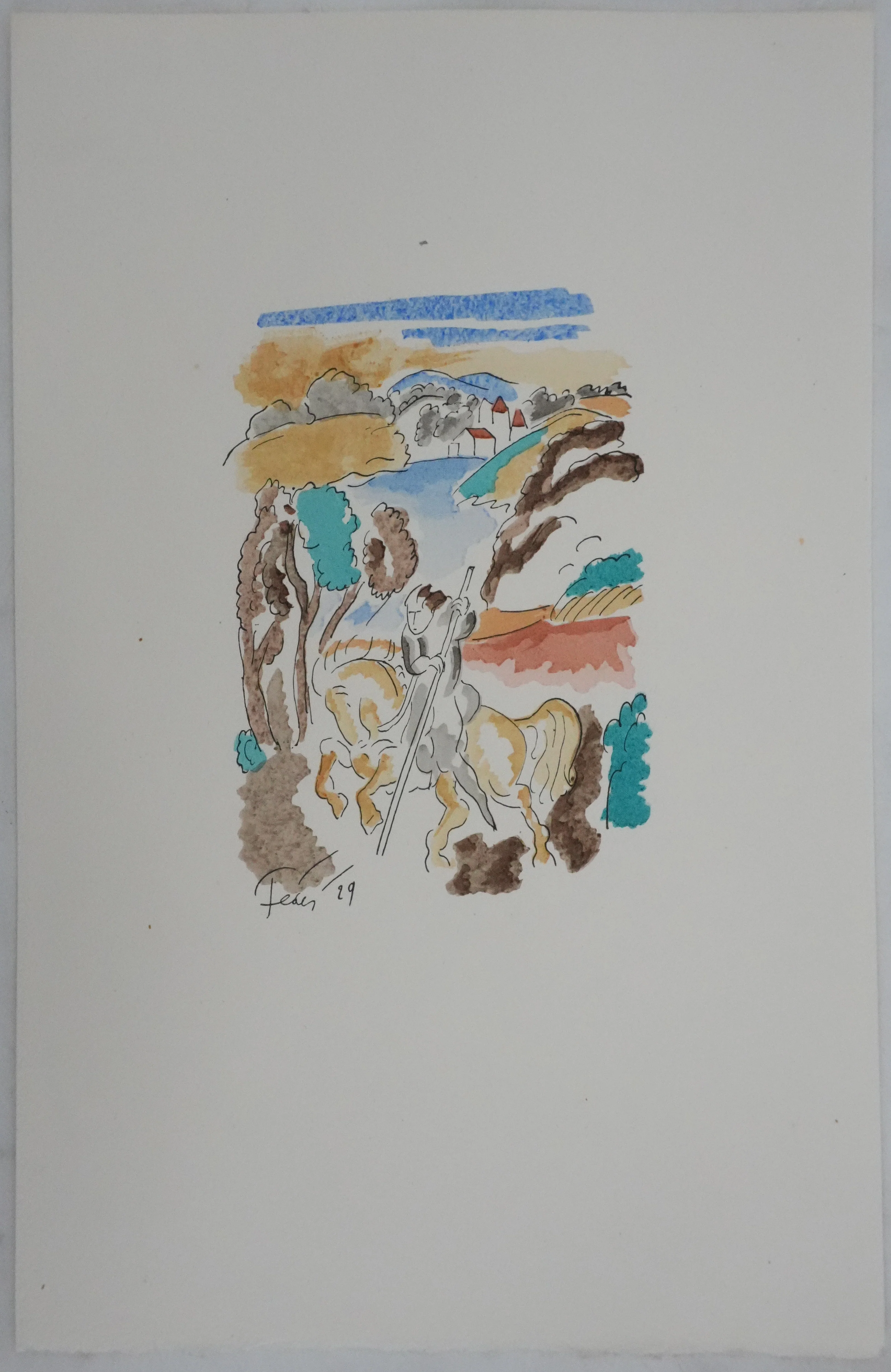 Adolphe FEDER : A cheval, Lithographie originale signée - Image 2