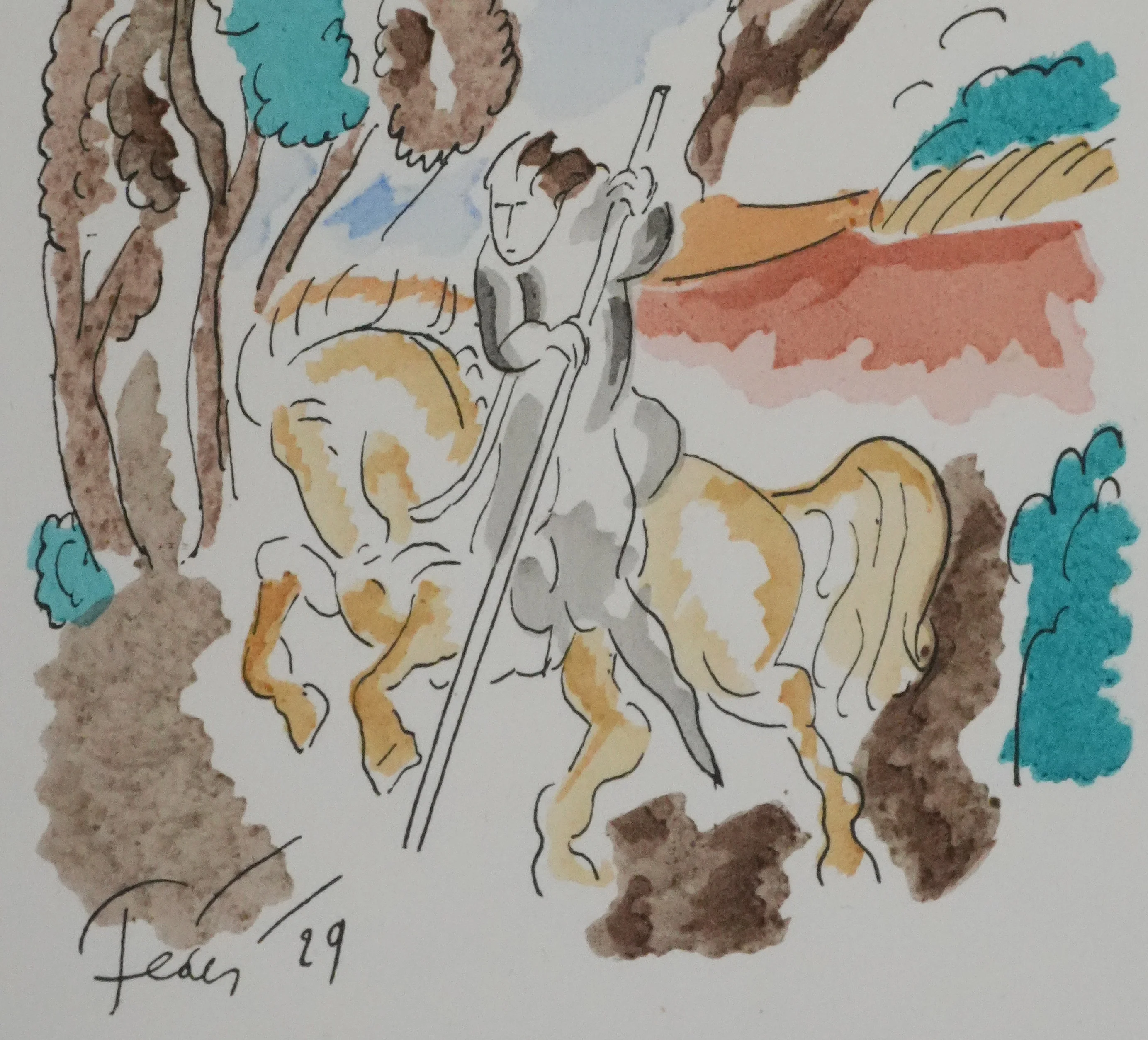 Adolphe FEDER : A cheval, Lithographie originale signée - Image 6
