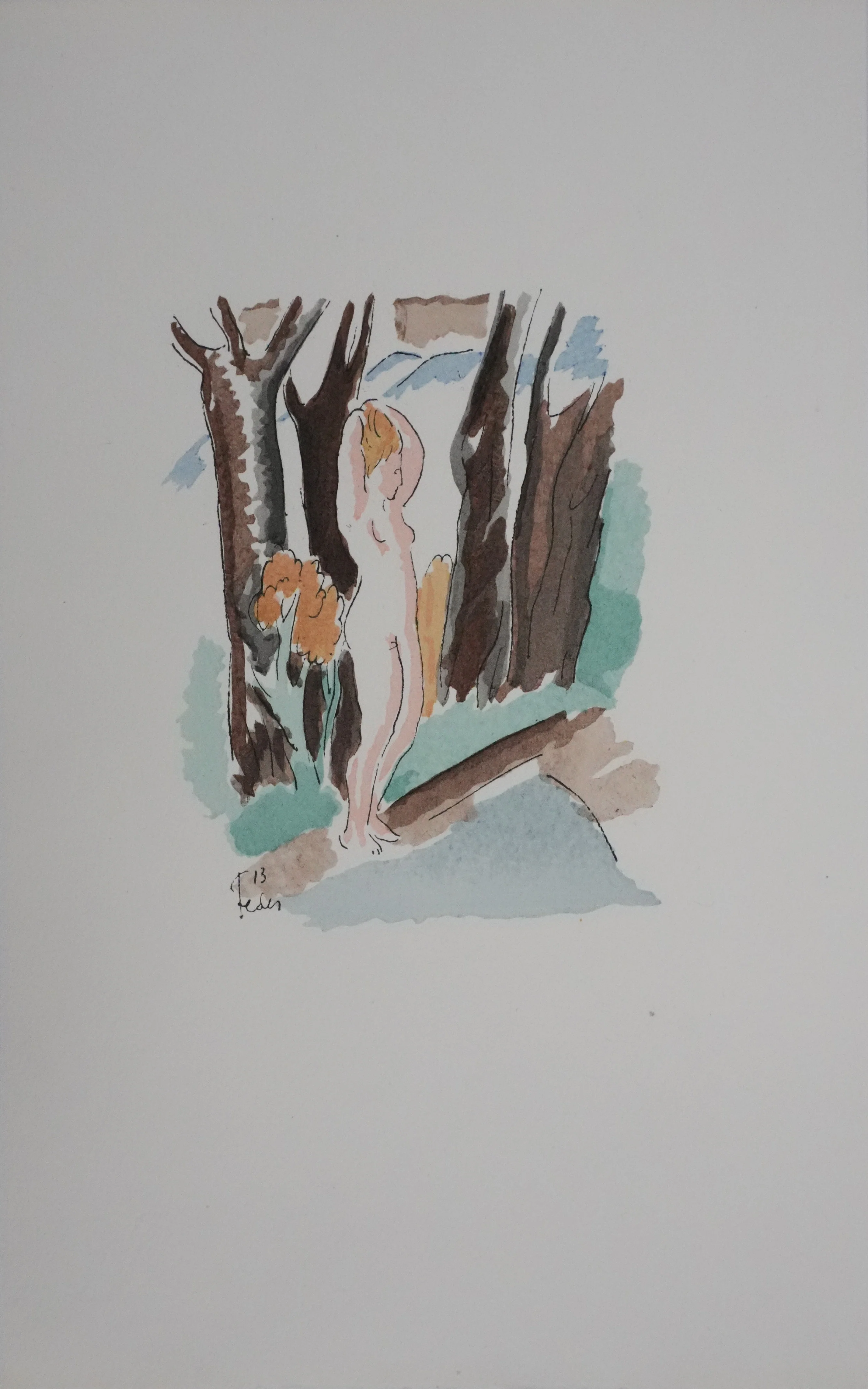 Adolphe FEDER : Nue dans la forêt, Lithographie originale signée - Image 3