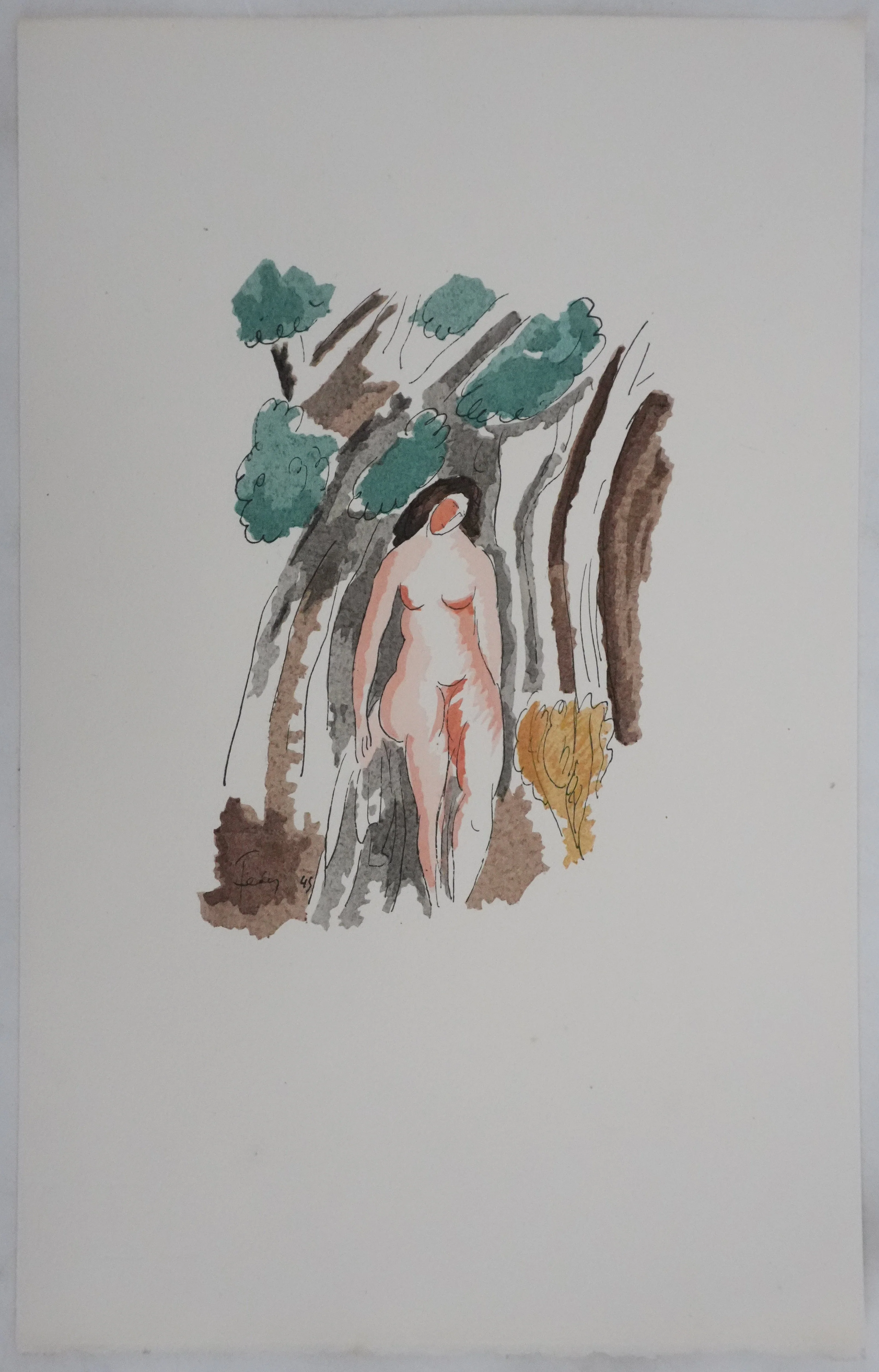 Adolphe FEDER : Nue sur le rocher, Lithographie originale signée - Image 2