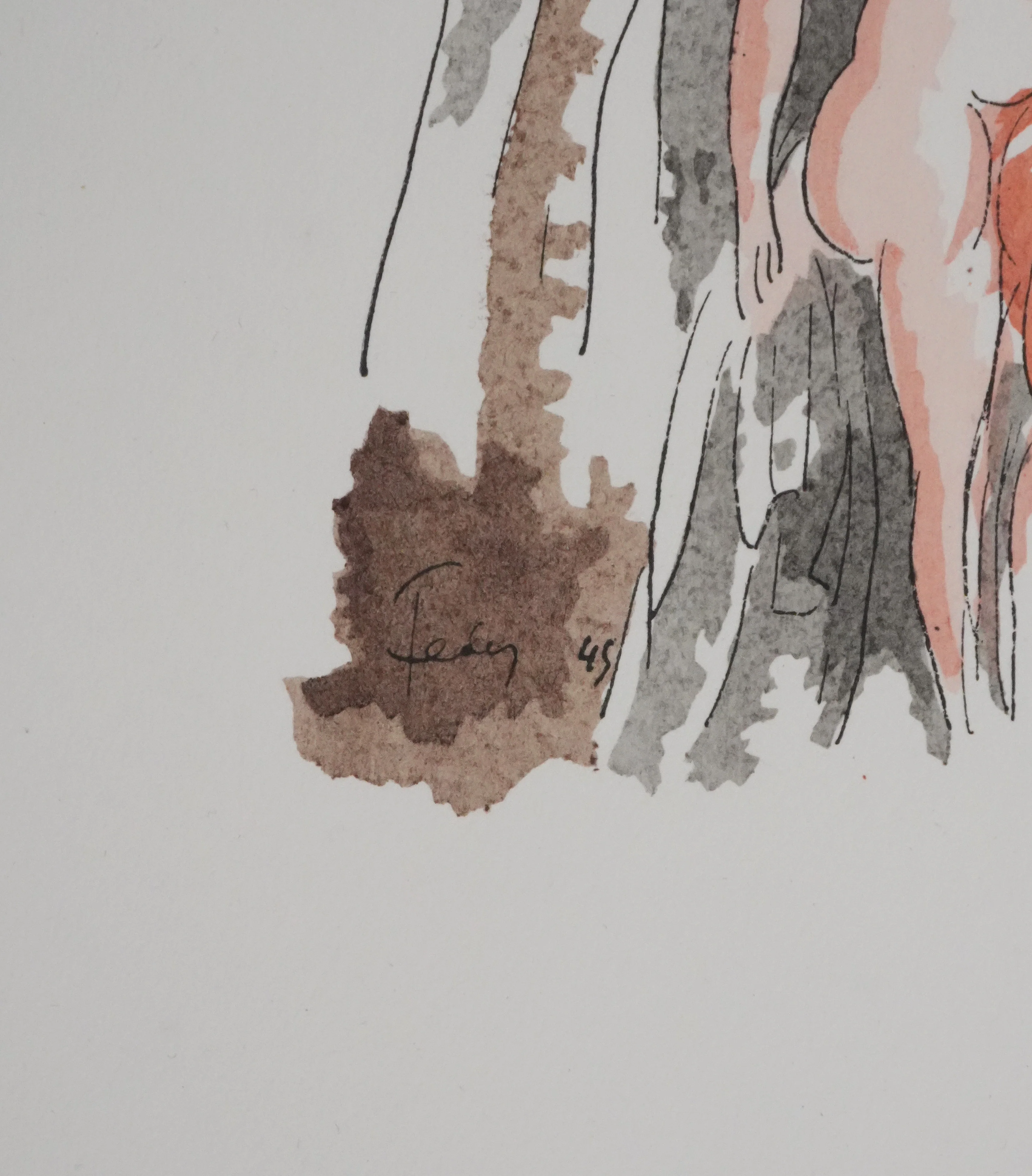 Adolphe FEDER : Nue sur le rocher, Lithographie originale signée - Image 3
