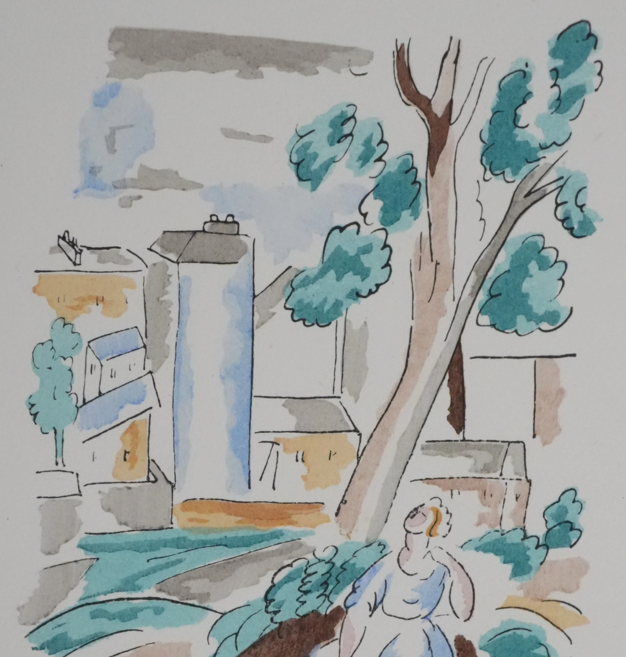 Adolphe FEDER : Repos sous l'arbre, Lithographie originale signée - Image 5