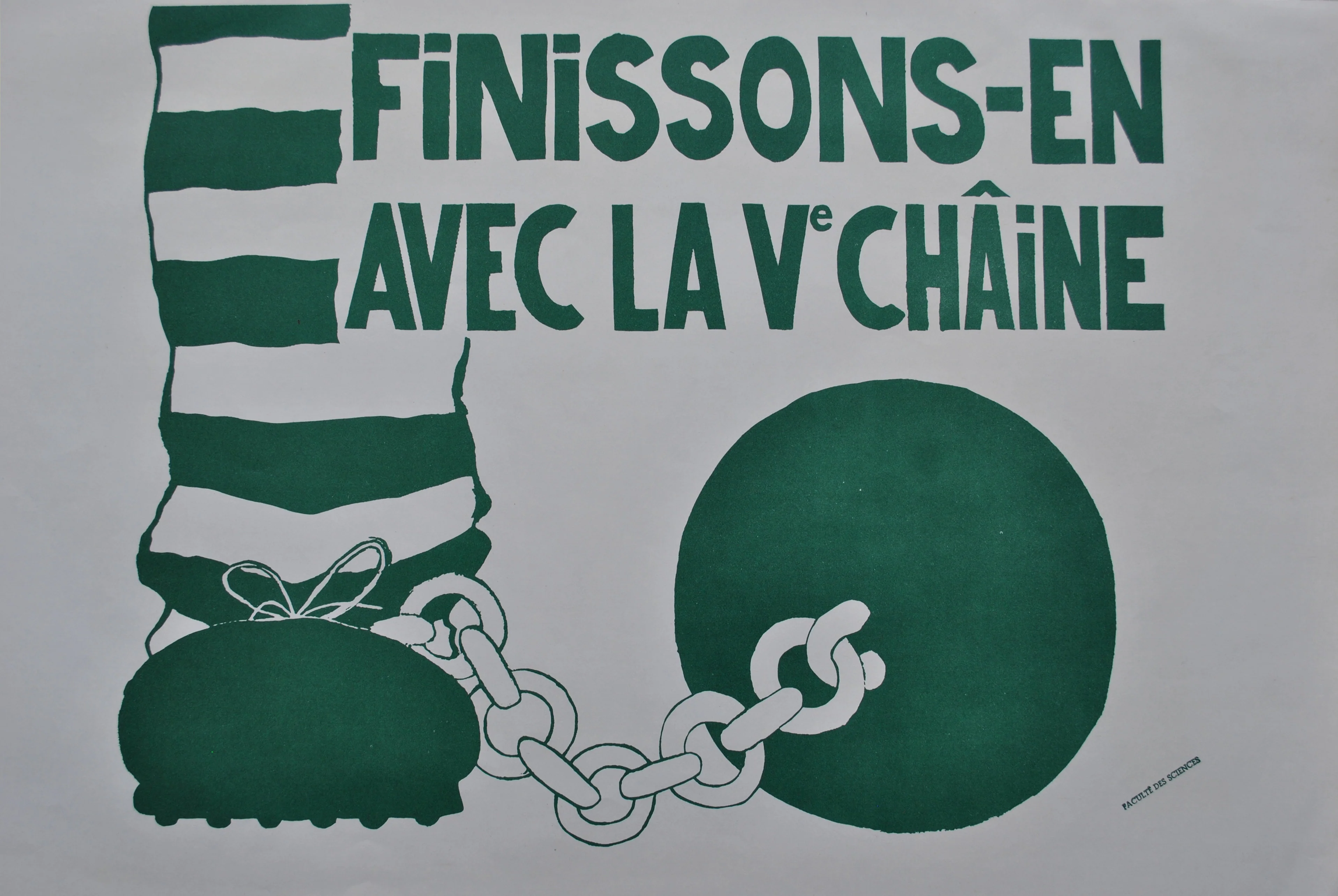 Affiche Mai 68 originale : Finissons en avec la Vème chaîne - Image 2