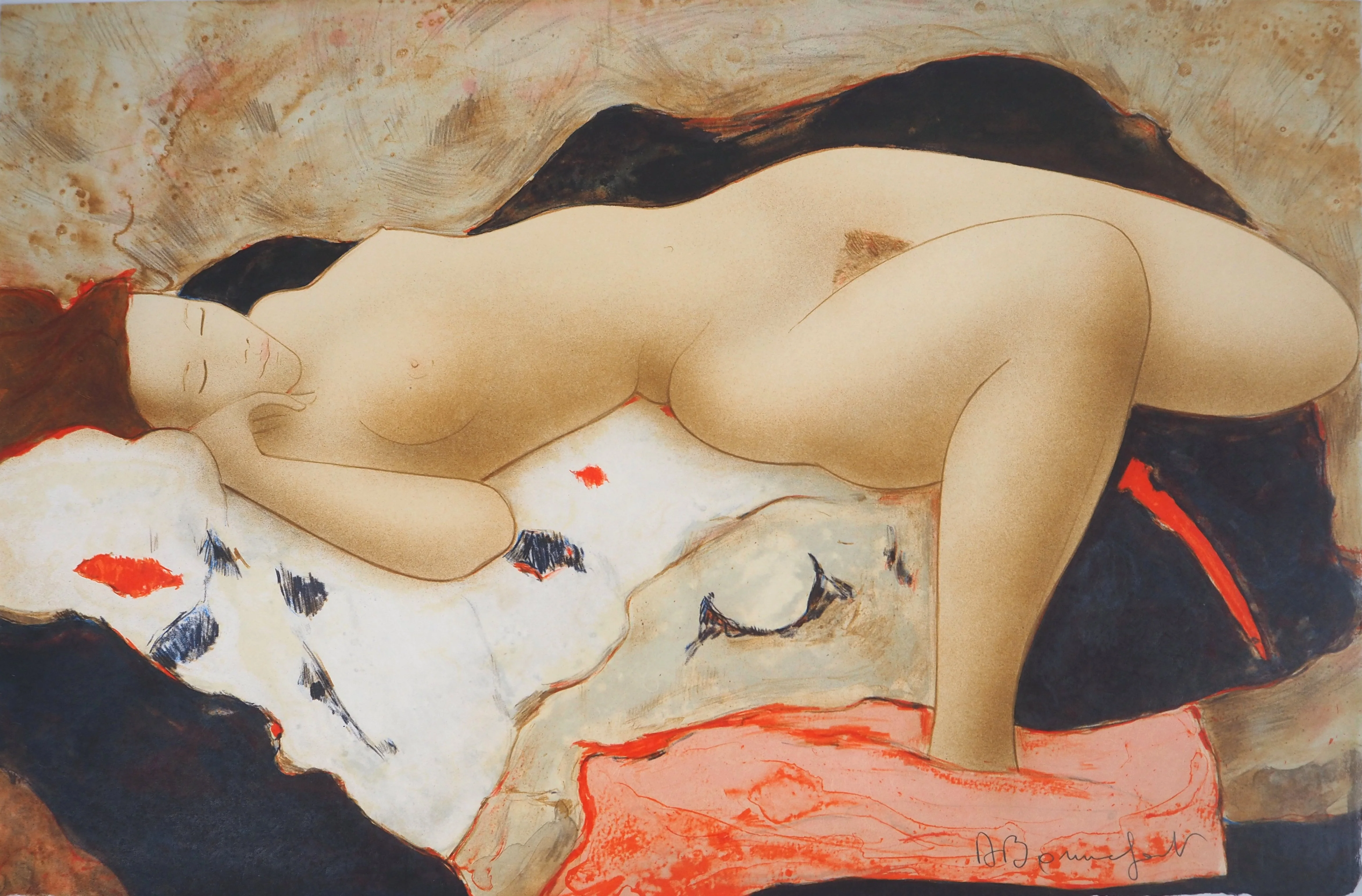 Alain BONNEFOIT : Rêve érotique, Lithographie originale signée
