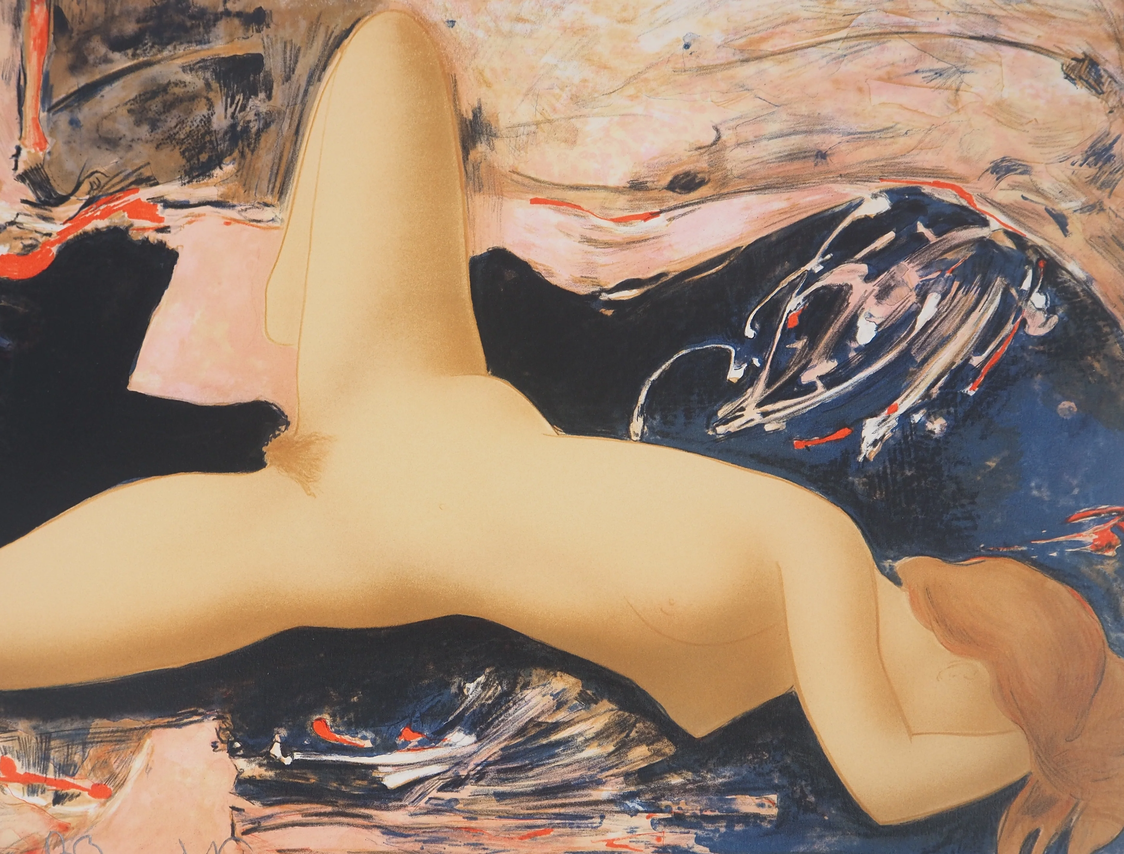 Alain BONNEFOIT : Souplesse assoupie, Lithographie originale signée