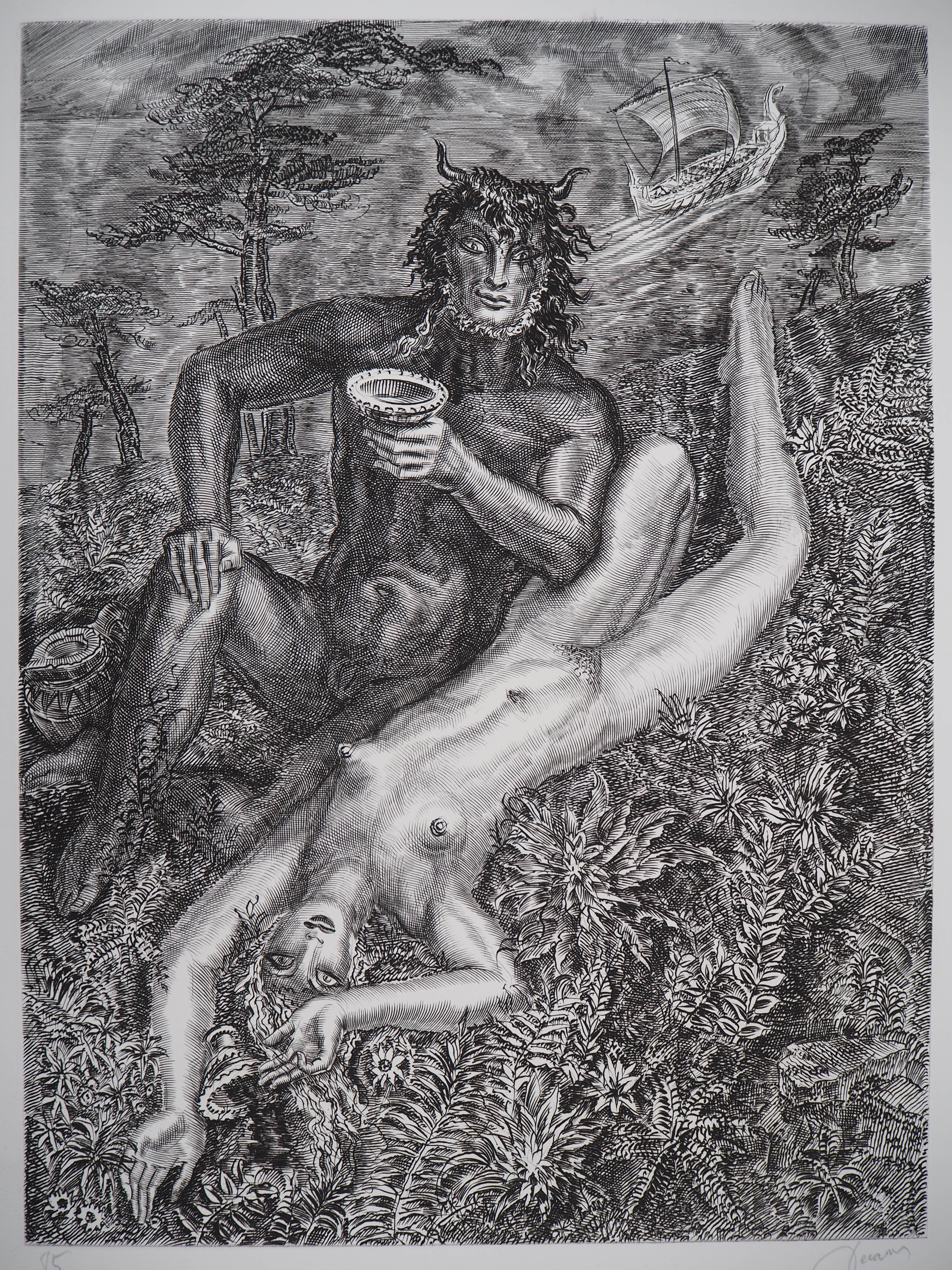 Albert DECARIS : Femme et faune, Gravure originale signée - Image 3