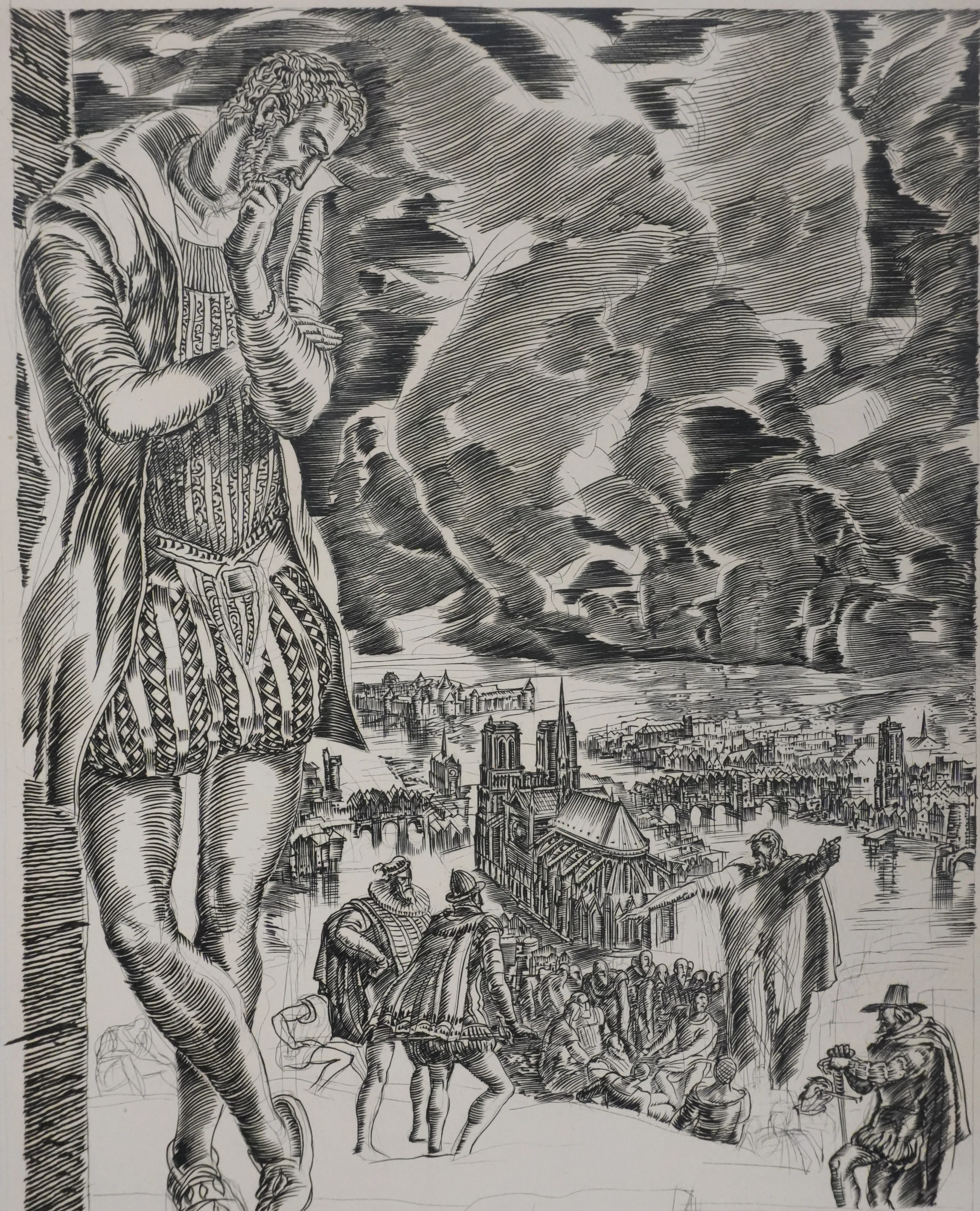 Albert DECARIS : L'homme pensif, Gravure originale signée - Image 3