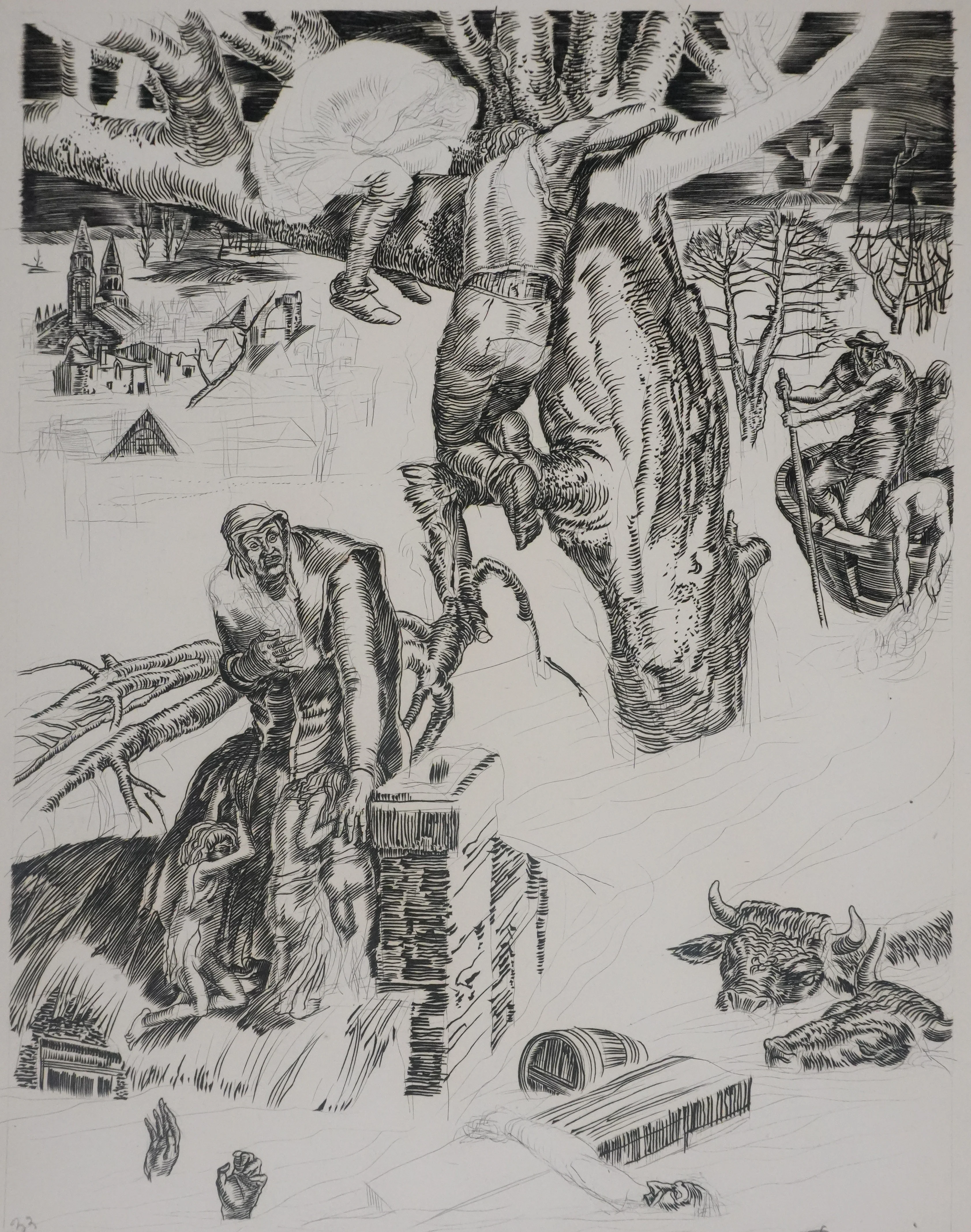 Albert DECARIS : L'inondation, Gravure originale signée - Image 3