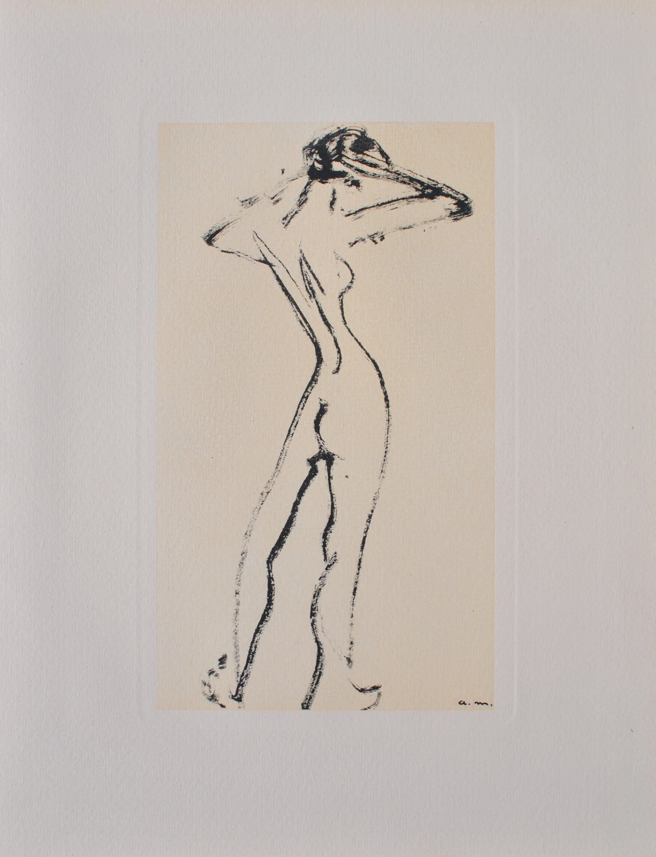 Albert MARQUET : Femme nue se coiffant , Gravure signée