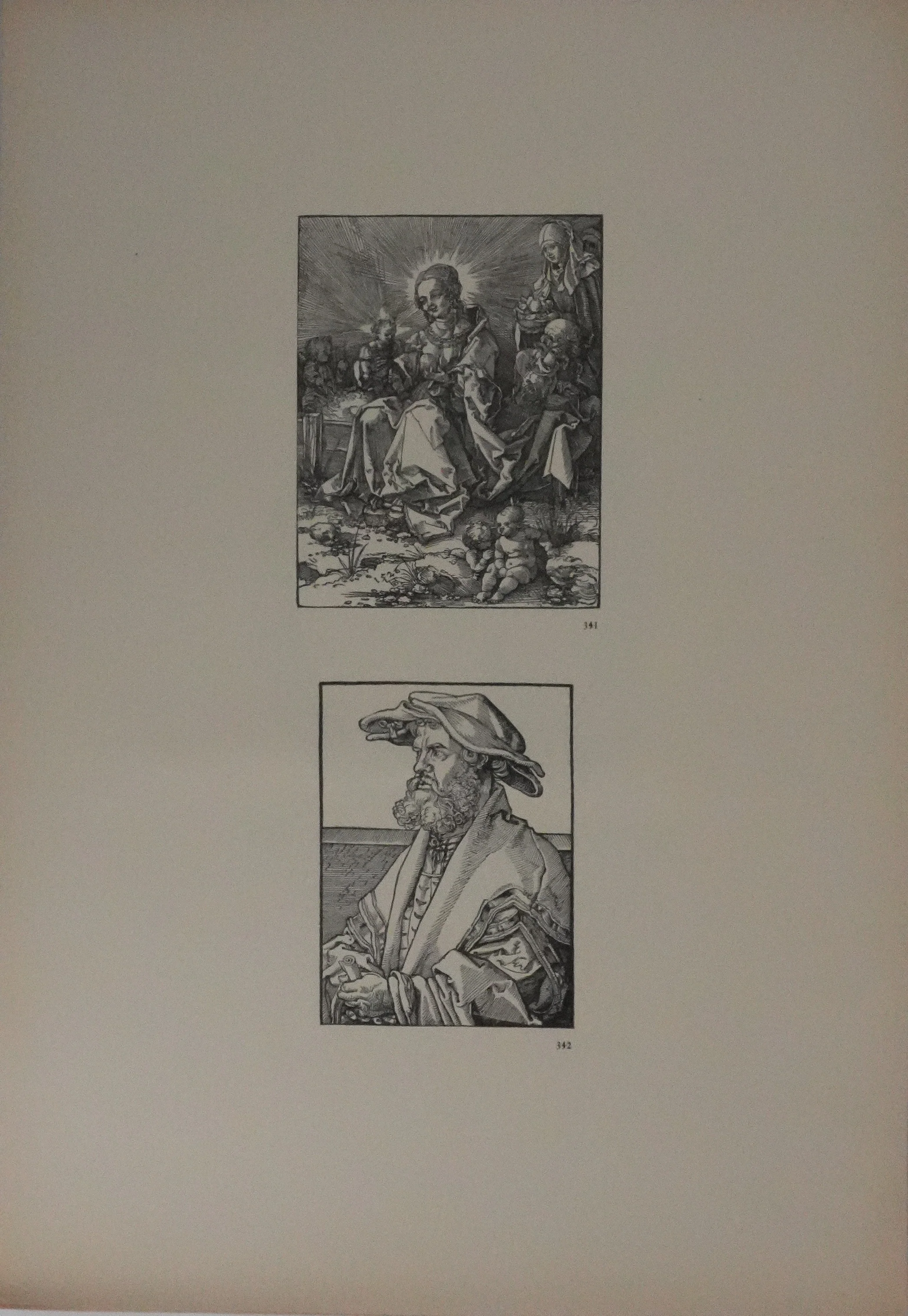 Albrecht DURER : La Vierge sur un banc d'herbe et Helius Eobanus Hessus, Gravure