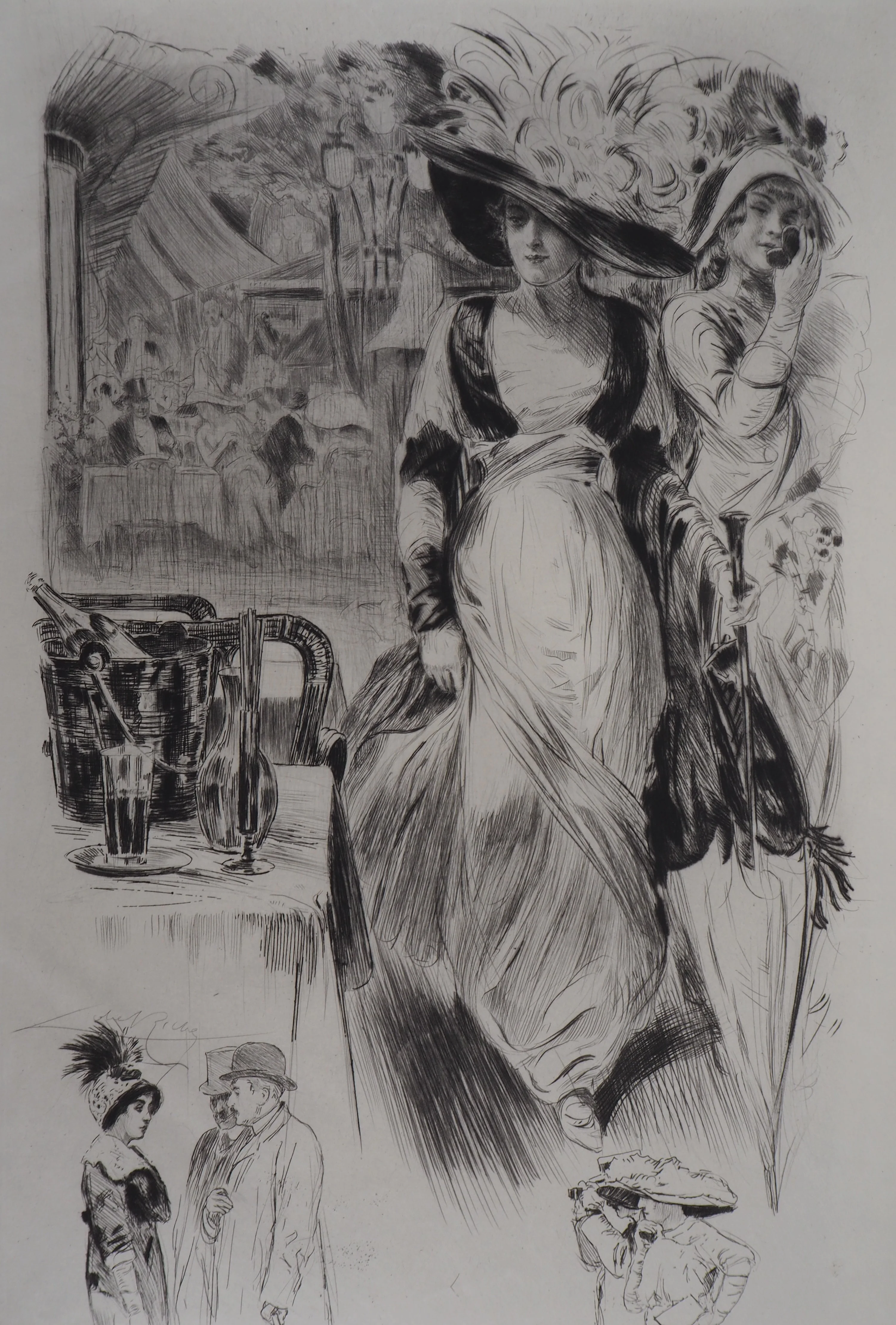 Alméry LOBEL-RICHE : La sortie élégante, Gravure originale signée - Image 2
