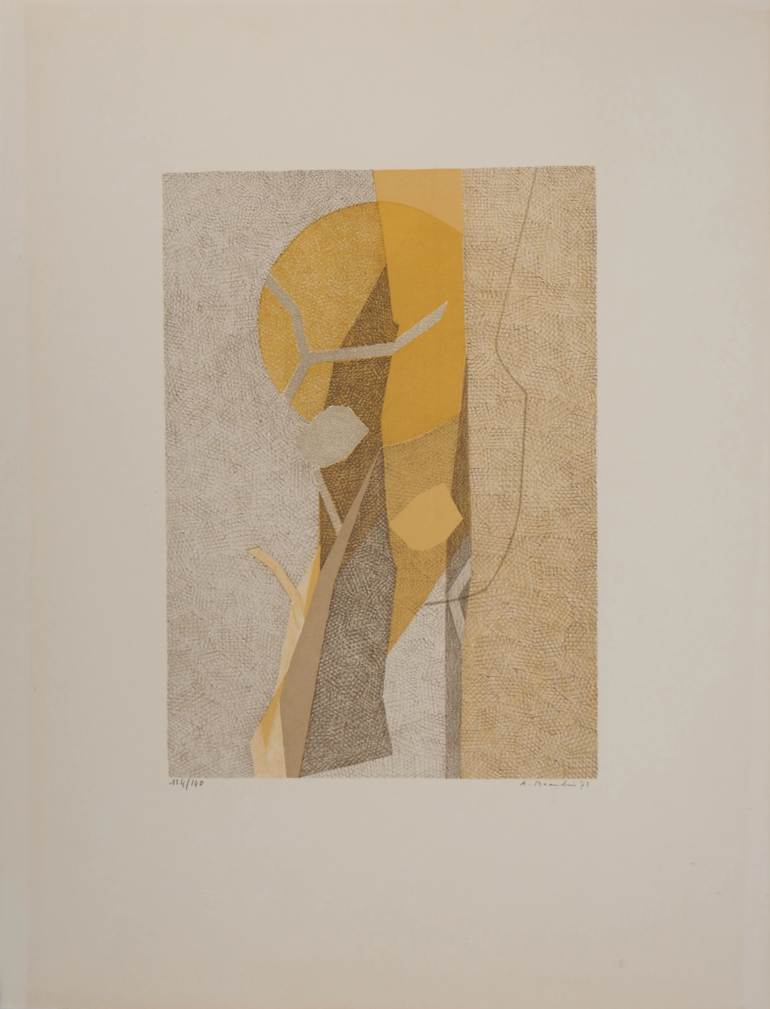 André BEAUDIN : Couché de soleil sur la montagne, Lithographie originale signée