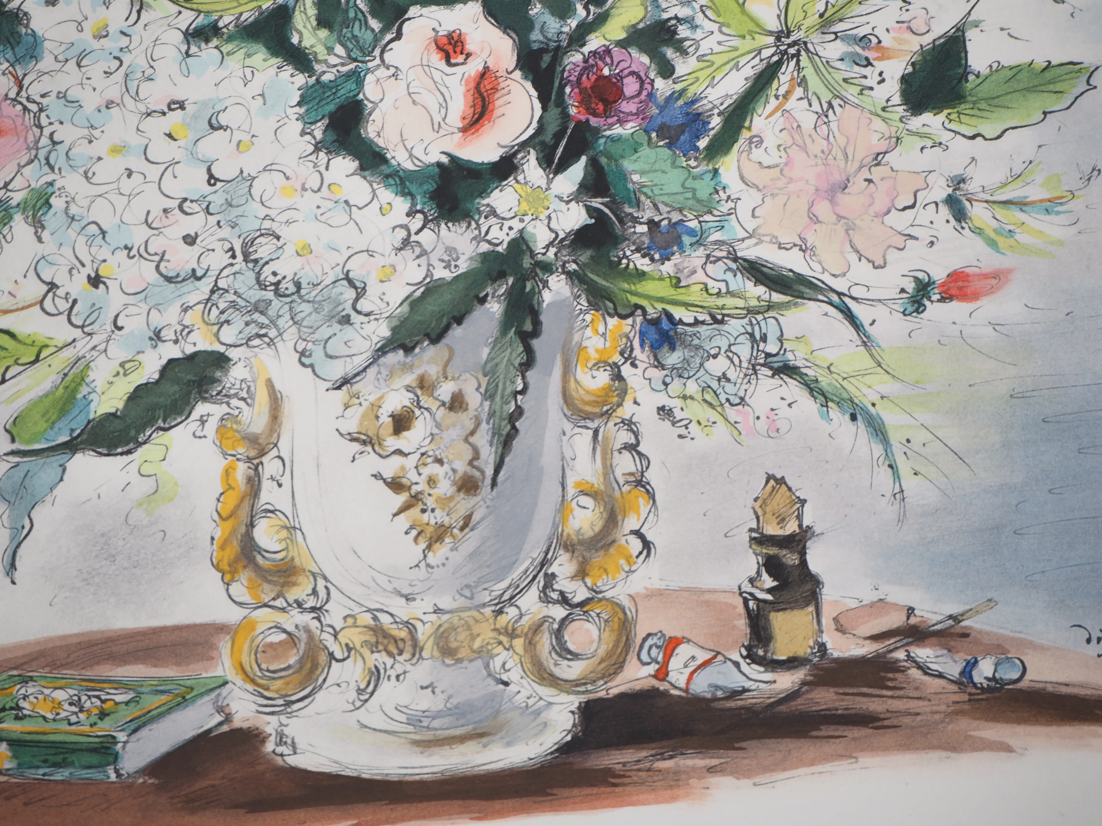 André DIGNIMONT : Bouquet romantique, Lithographie originale signée - Image 3
