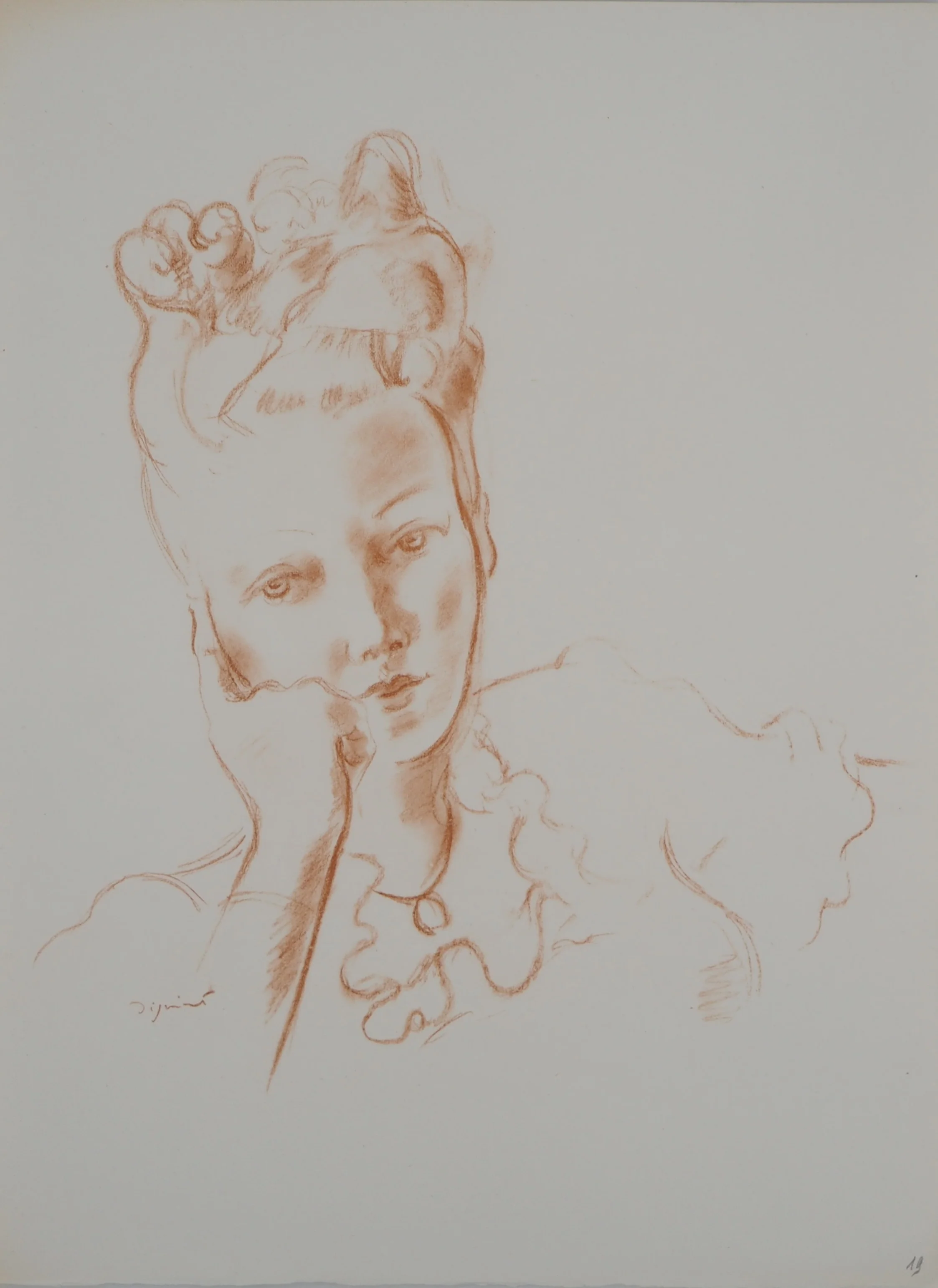 André DIGNIMONT : Femme pensante Lithographie originale signée