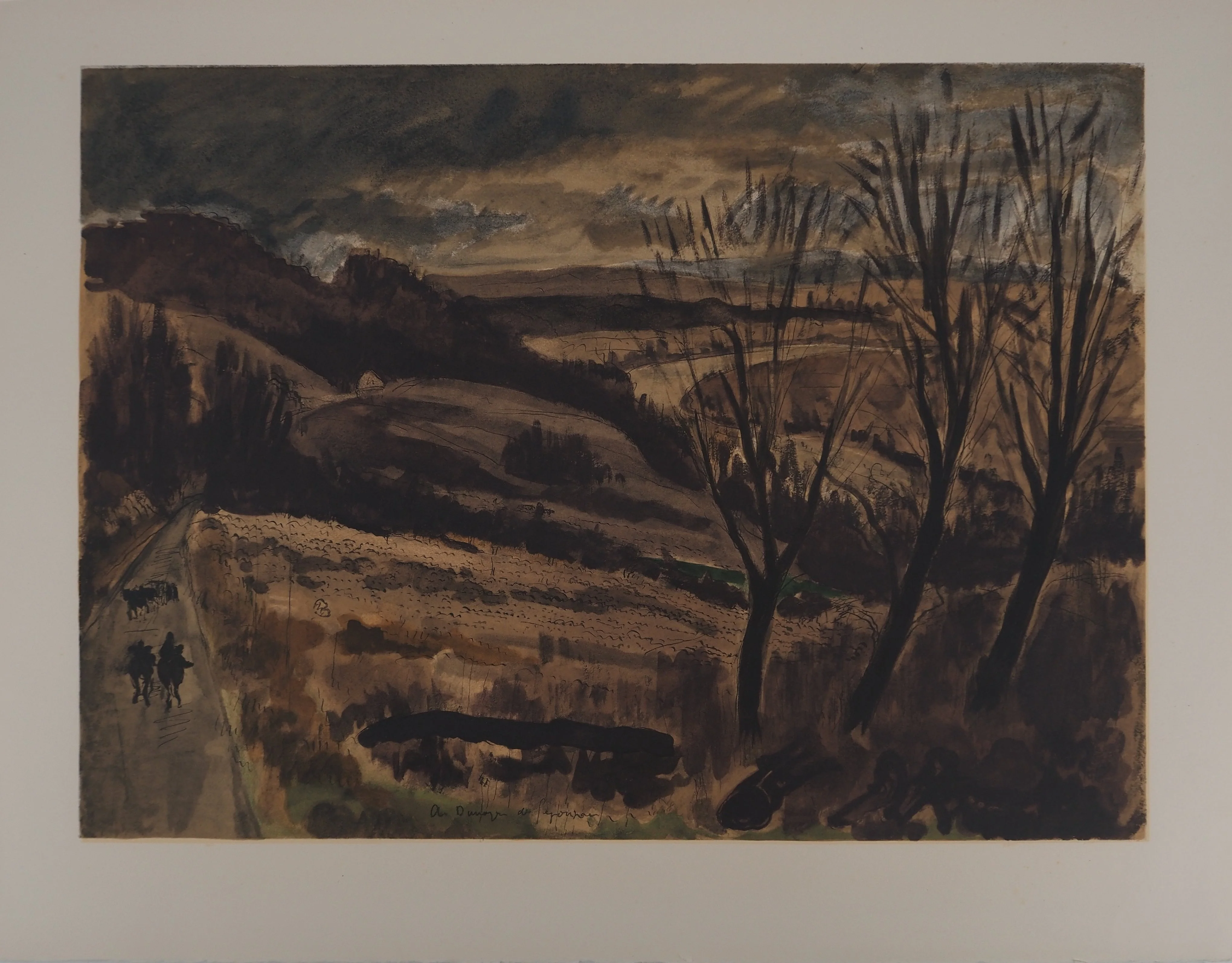 André DUNOYER DE SEGONZAC : Seine et Marne, Route de Lagny, Lithographie signée