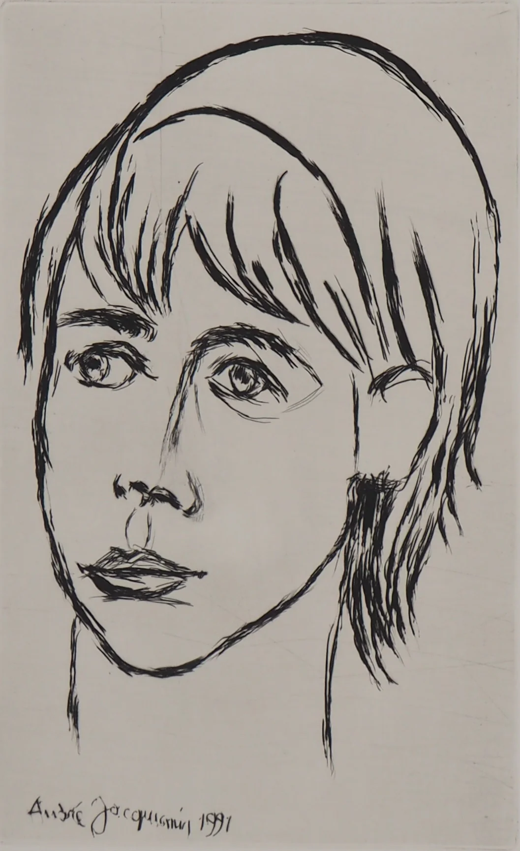 André JACQUEMIN : Caractère, Portrait d’une jeune fille, Gravure originale signée - Image 3