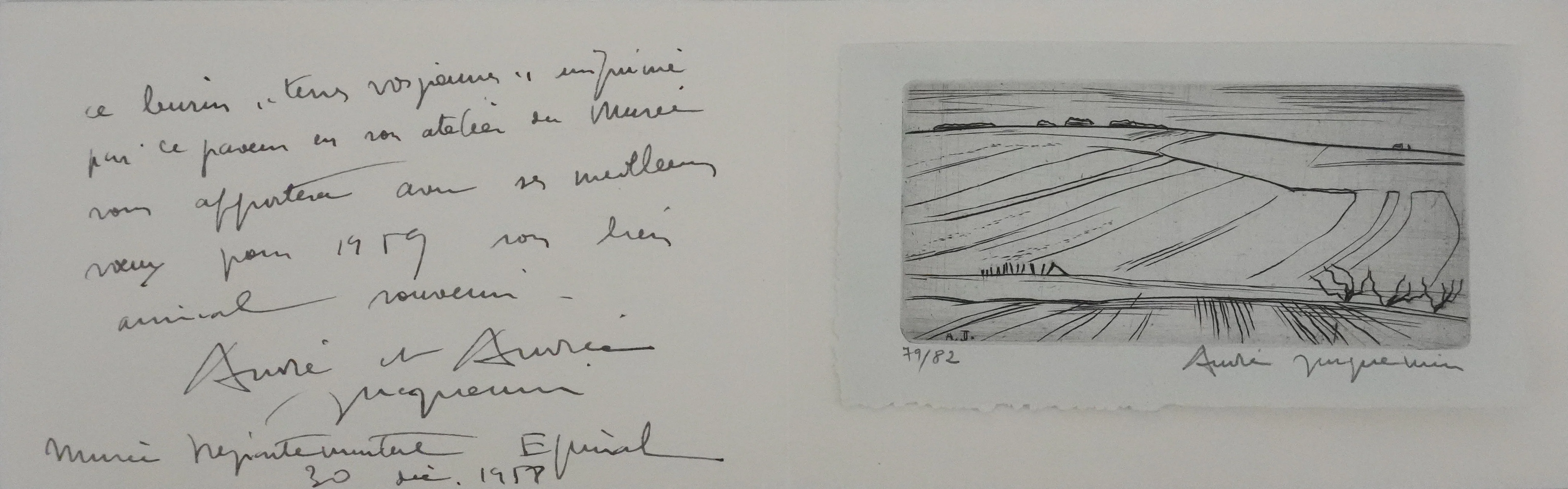 André JACQUEMIN : Les champs de blé en hiver, Gravure originale signée - Image 7