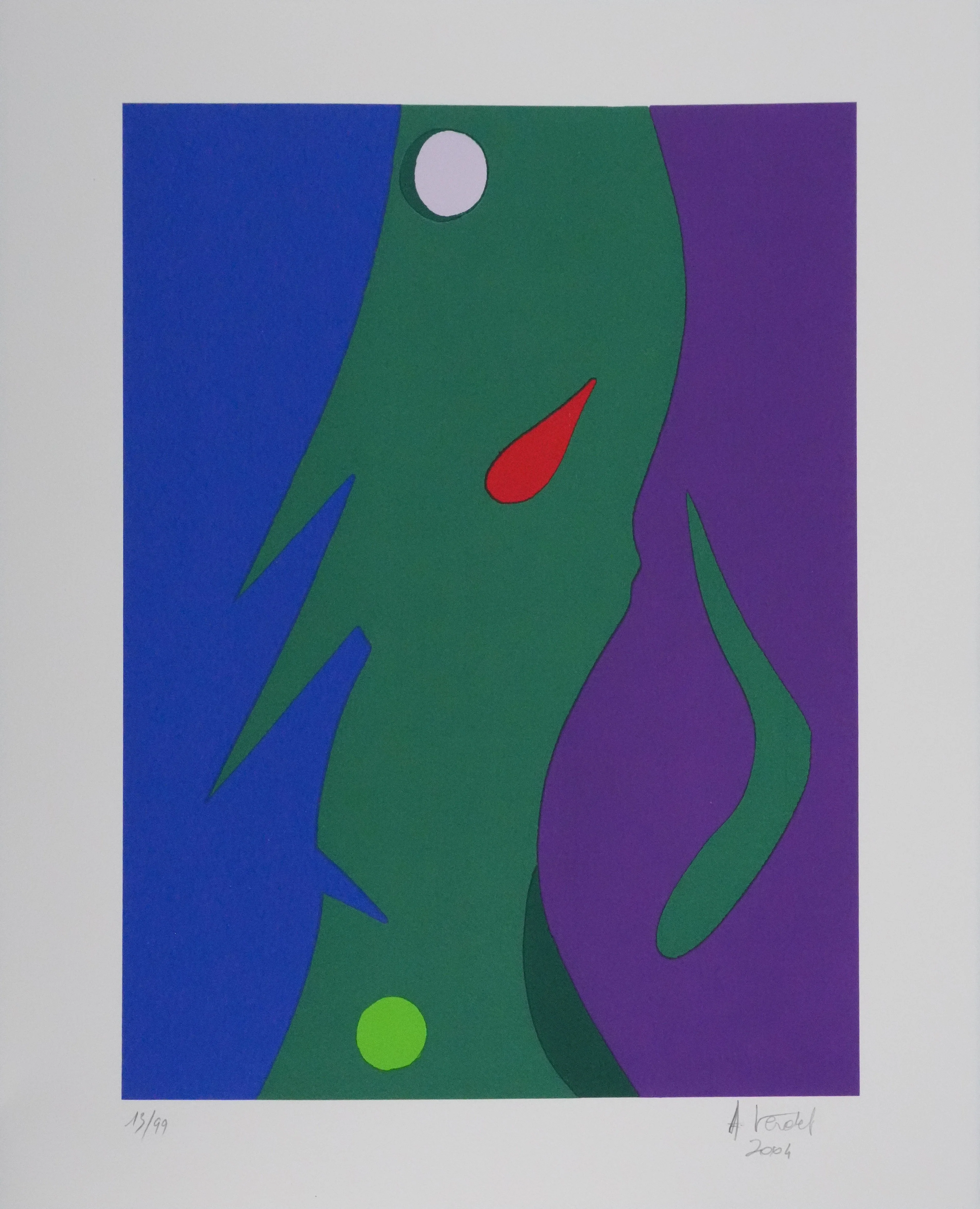 André VERDET : La larme rouge, Lithographie originale signée