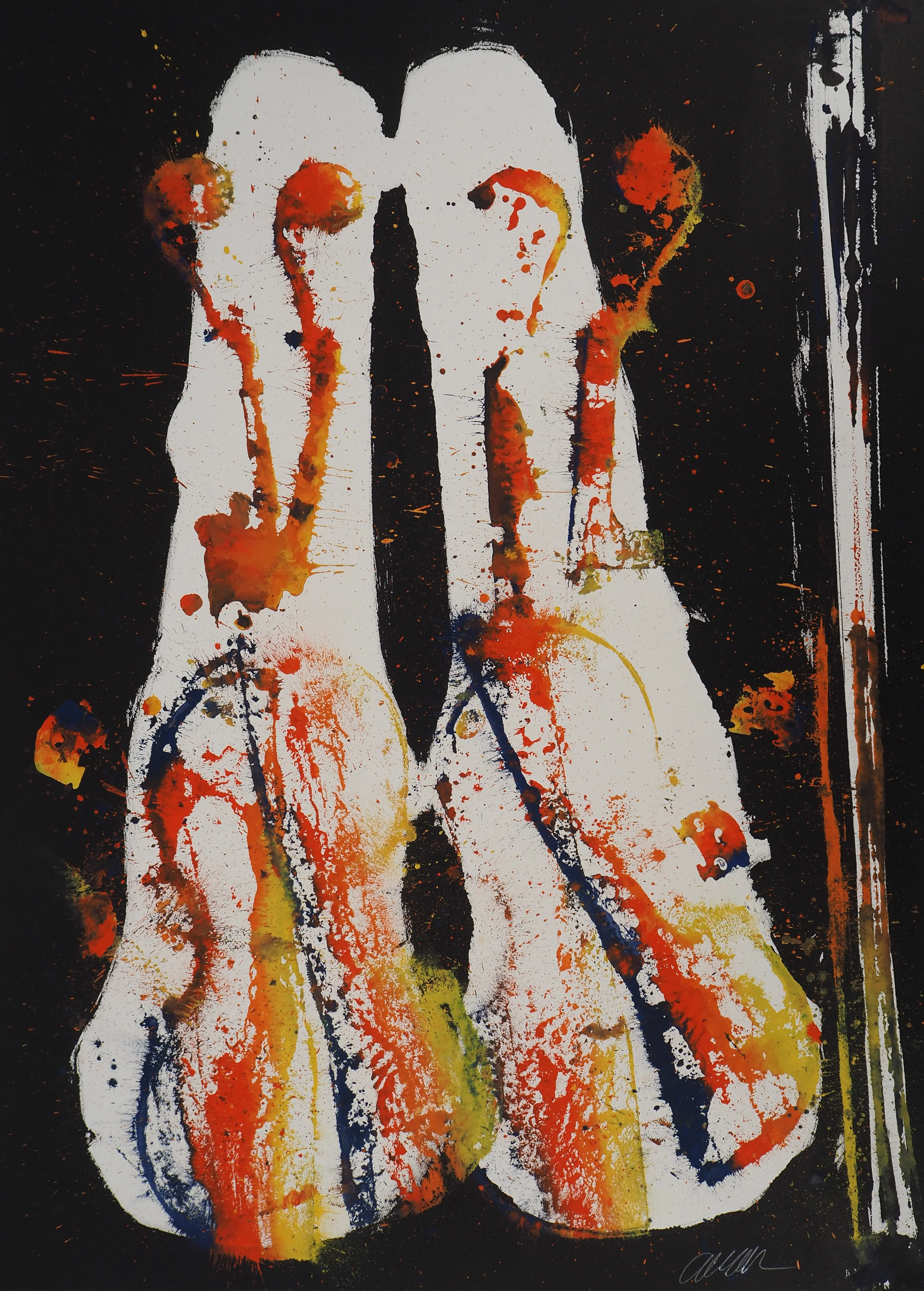 ARMAN : Violons, Chicago Riffle, Huile sur papier signée - Image 3