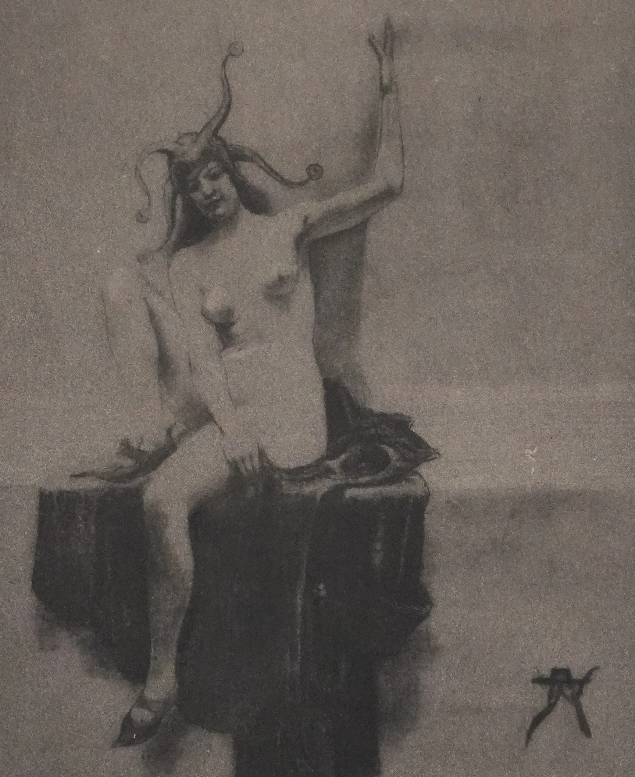 Armand RASSENFOSSE : La folie gardant la chimère, Gravure originale signée - Image 6