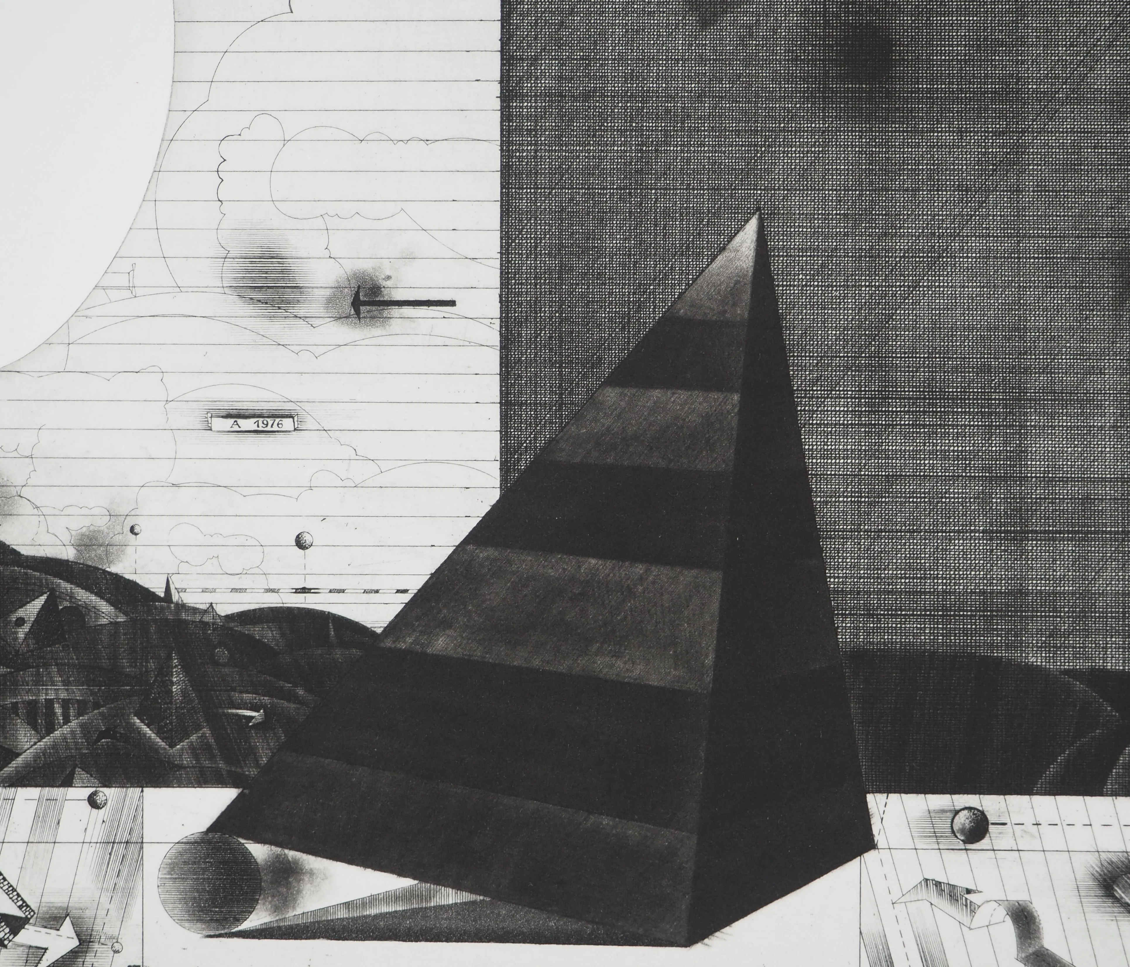 ASSADOUR : L'ovale et la pyramide, Gravure originale signée - Image 4