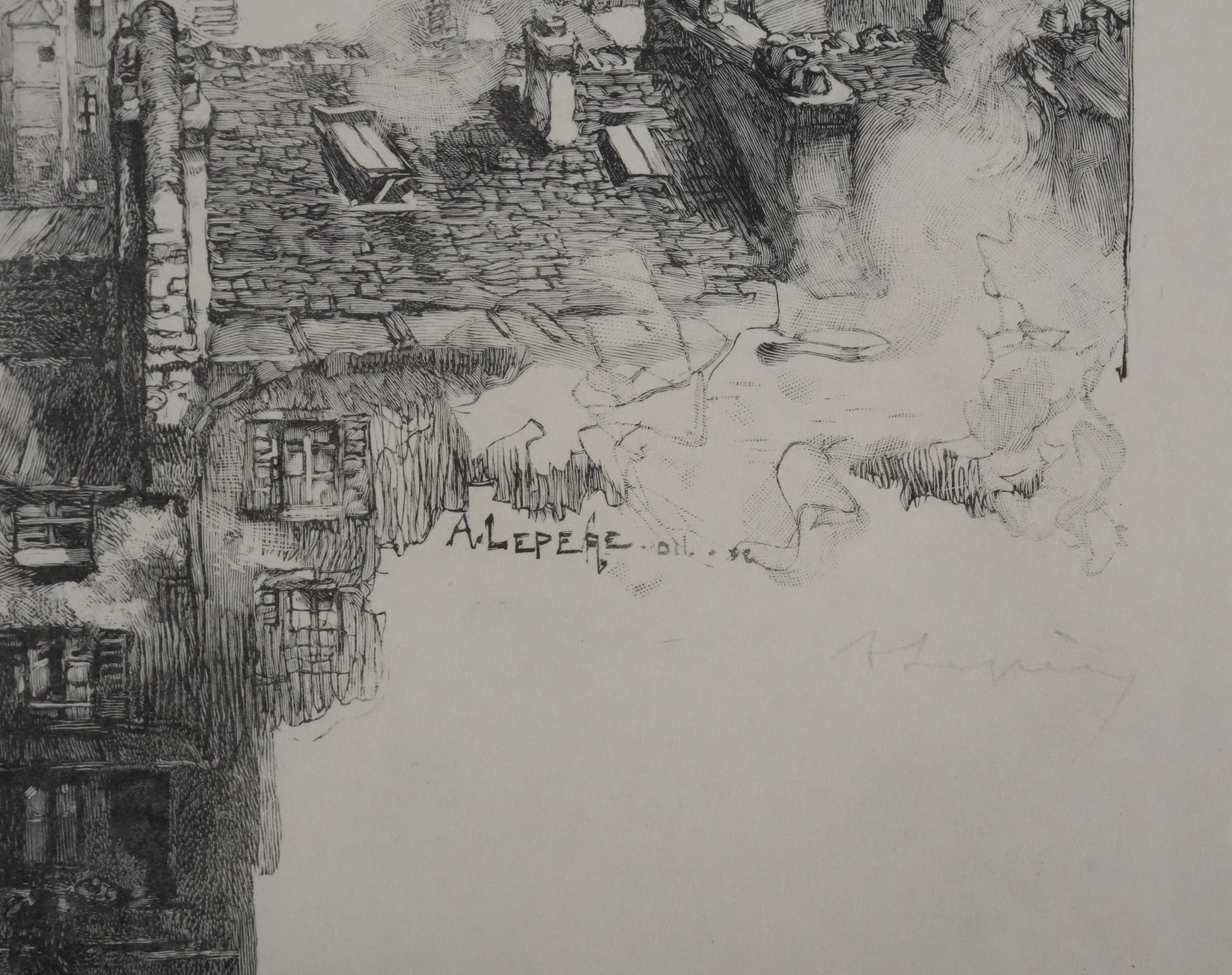 Auguste LEPERE : Sur les toits, Gravure originale signée - Image 2
