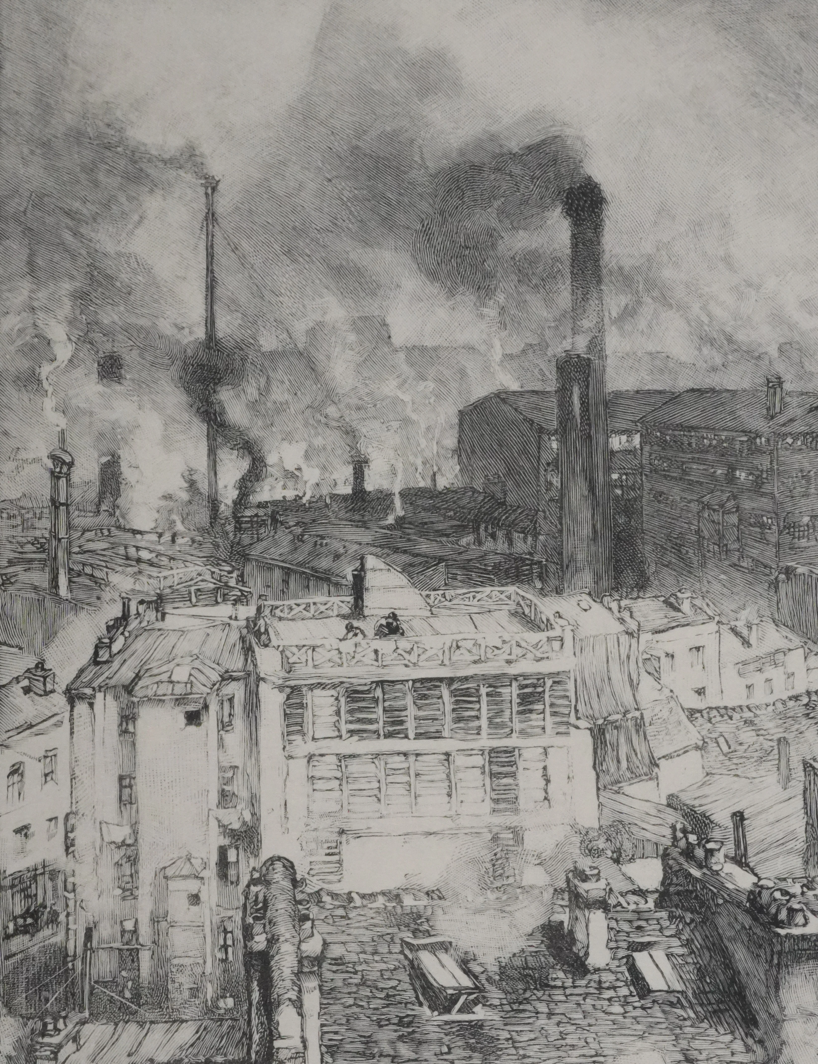 Auguste LEPERE : Sur les toits, Gravure originale signée - Image 5