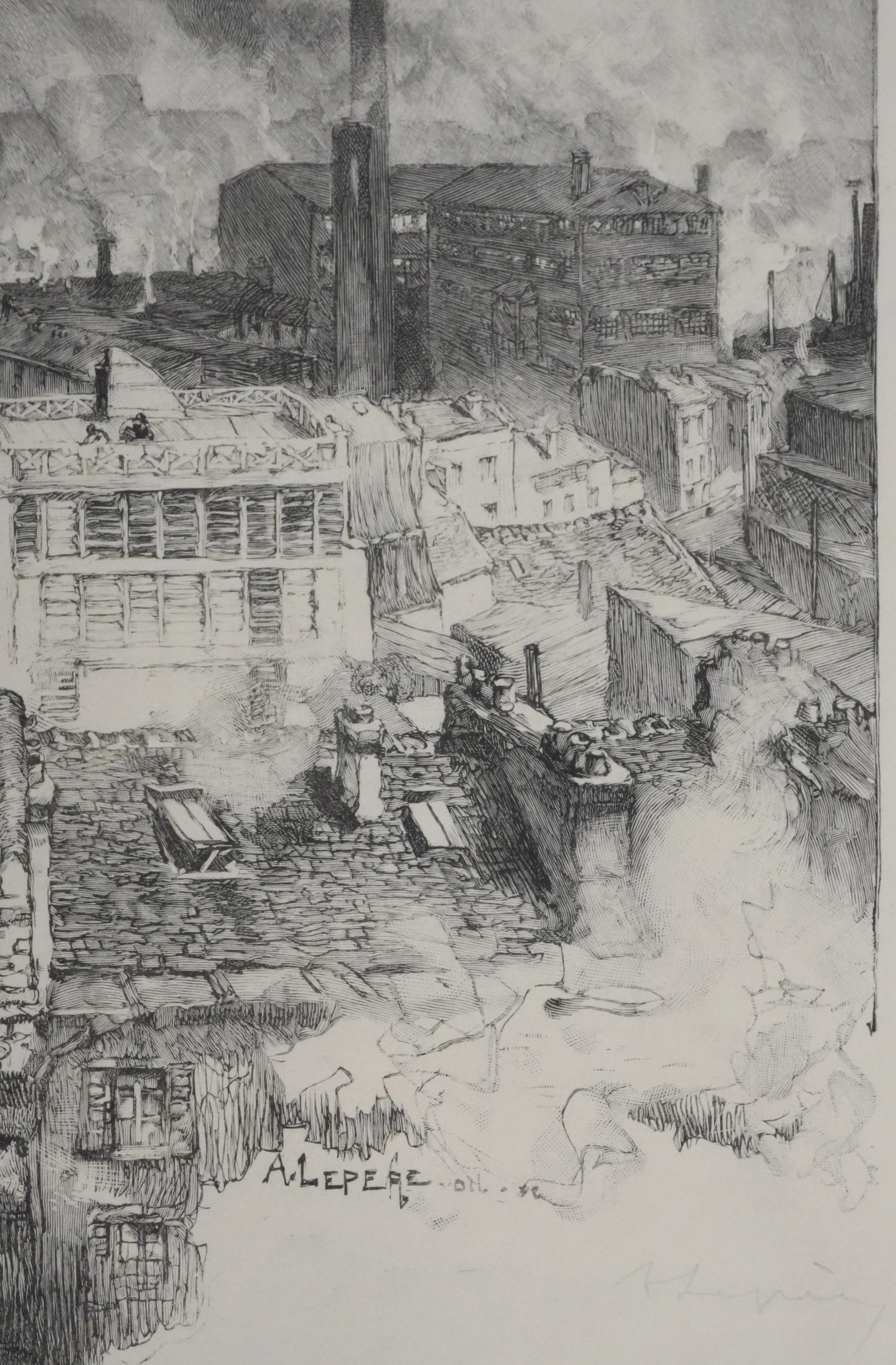 Auguste LEPERE : Sur les toits, Gravure originale signée - Image 6
