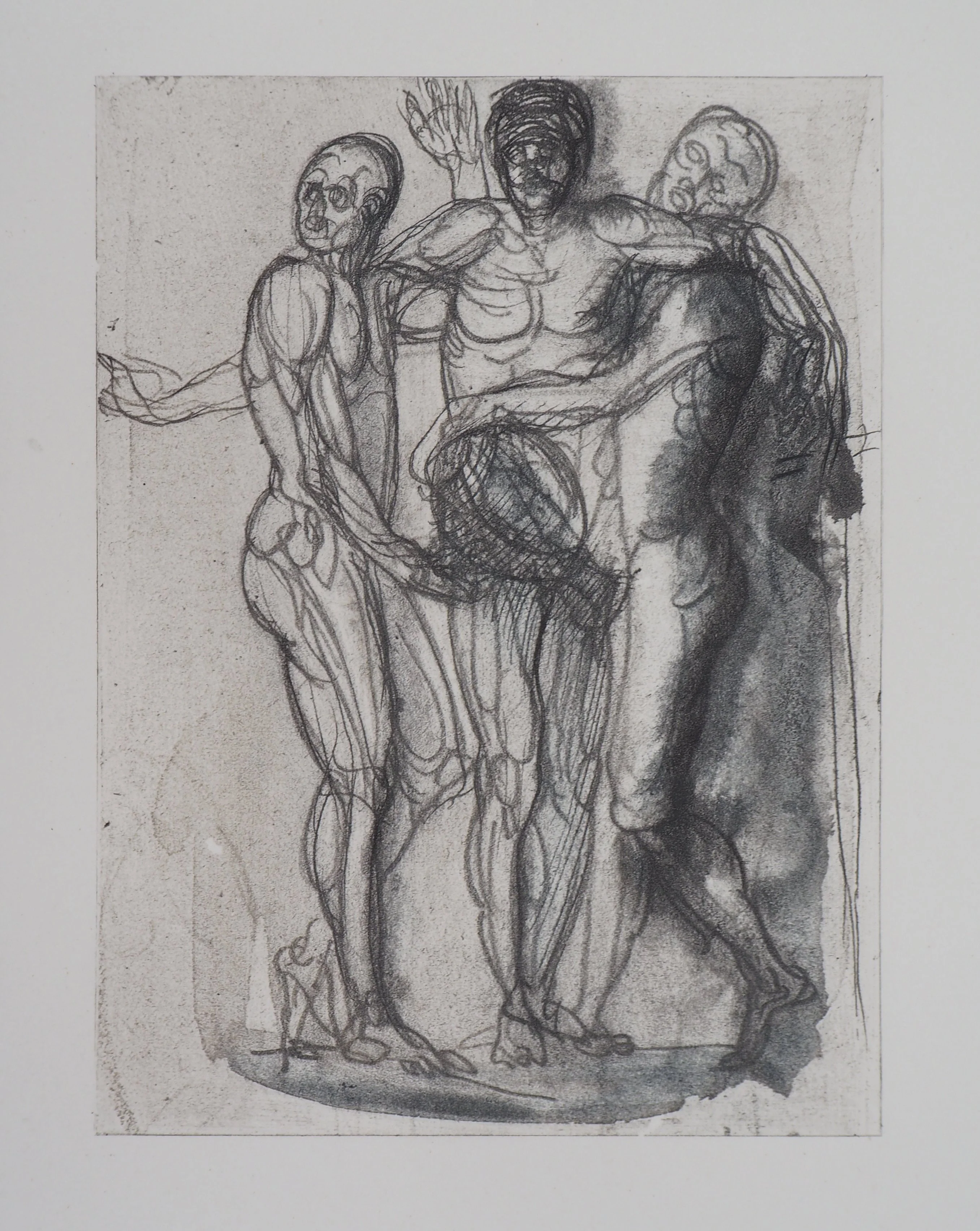 Auguste RODIN : Groupe de trois hommes, Gravure