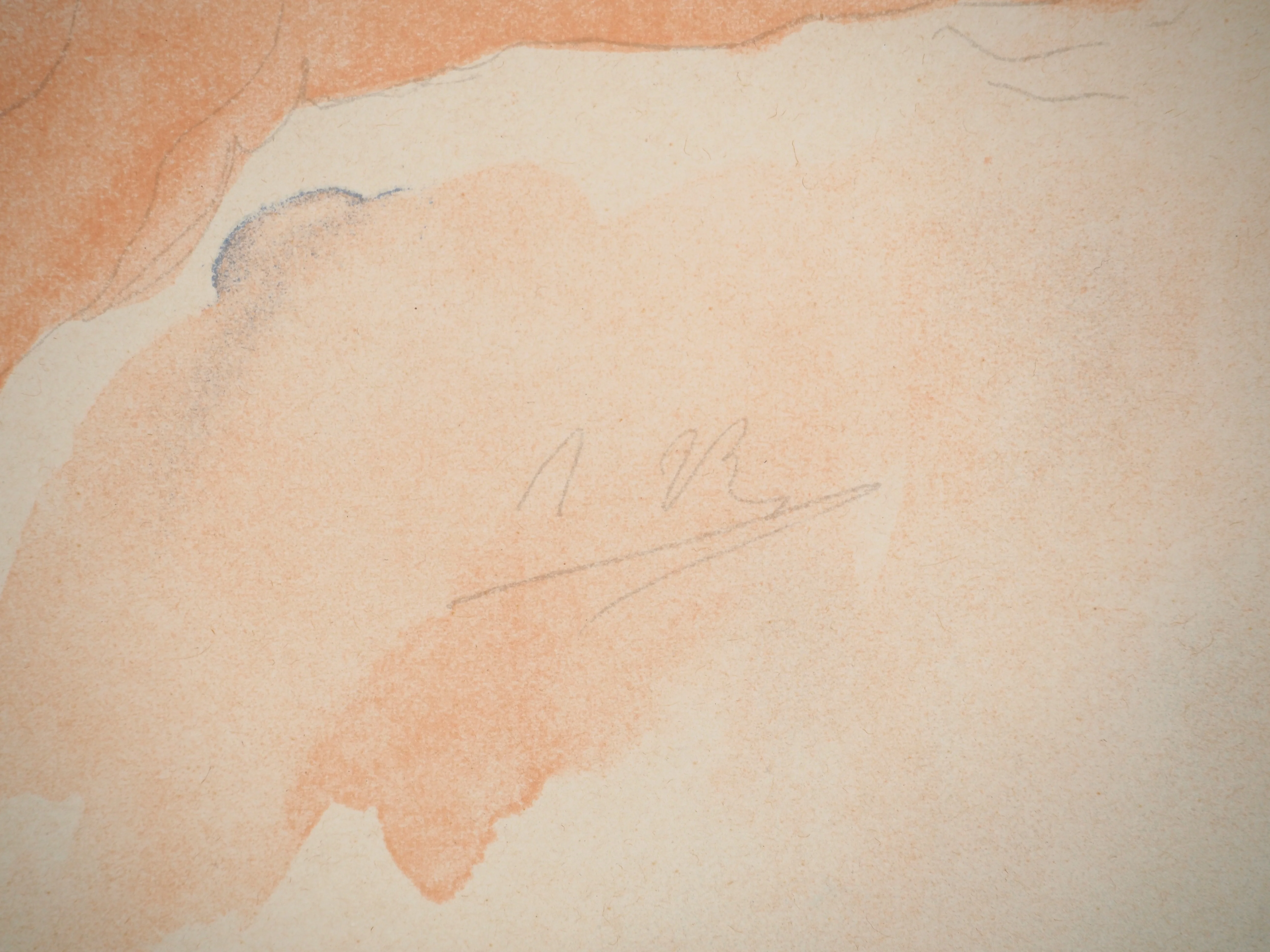 Auguste RODIN : Nu allongé, Lithographie et pochoir signé - Image 2