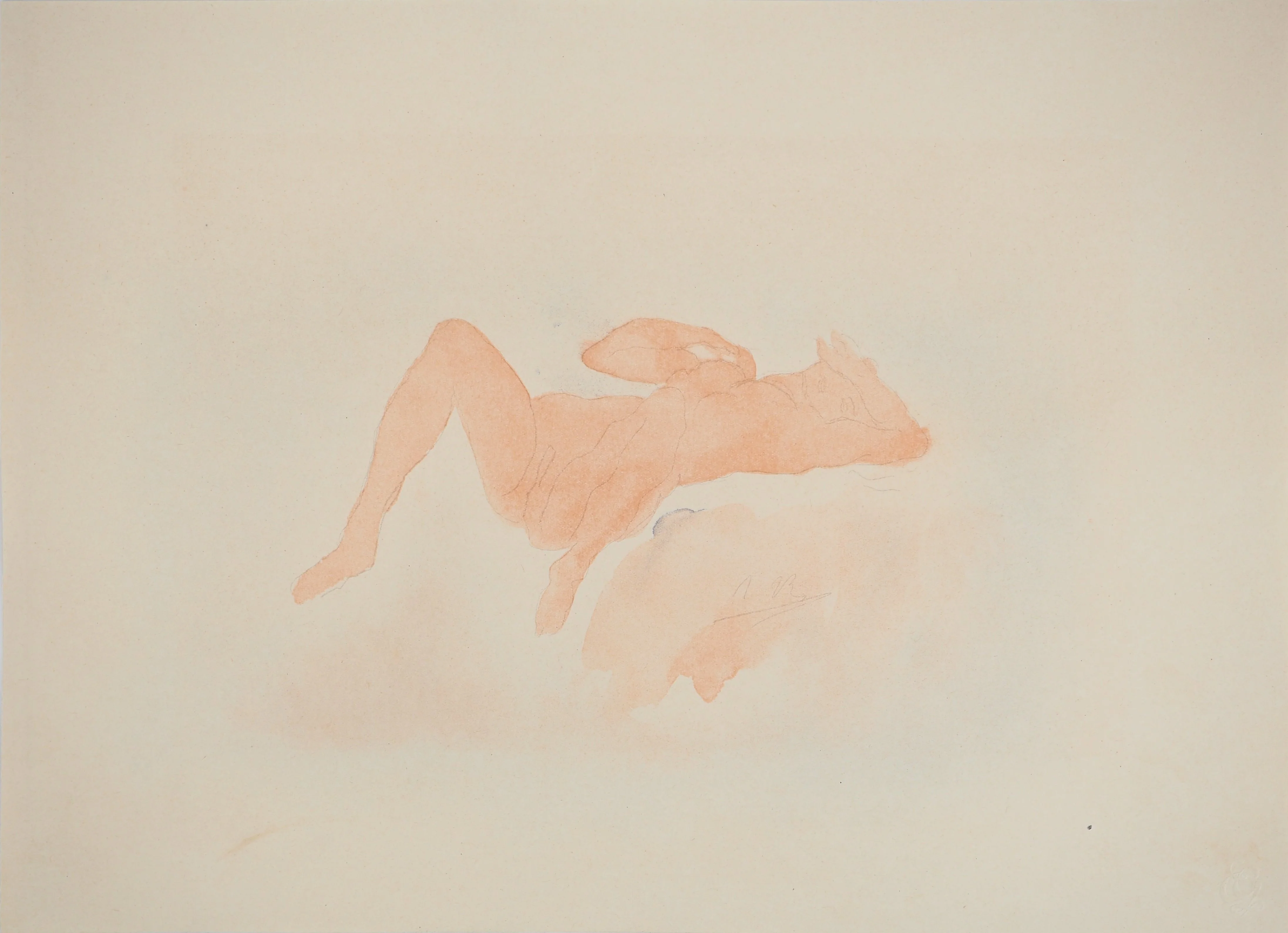 Auguste RODIN : Nu allongé, Lithographie et pochoir signé - Image 3