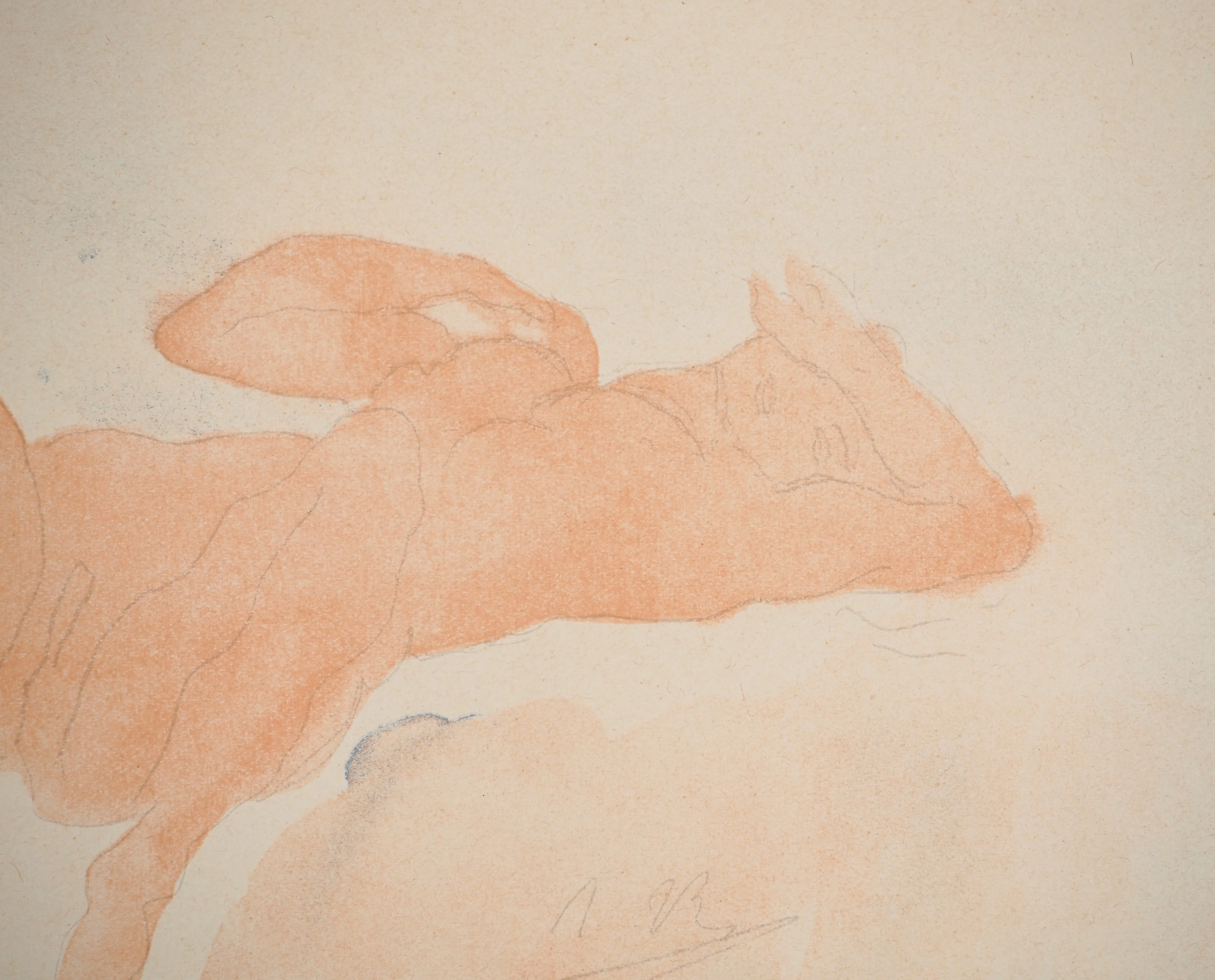Auguste RODIN : Nu allongé, Lithographie et pochoir signé - Image 4
