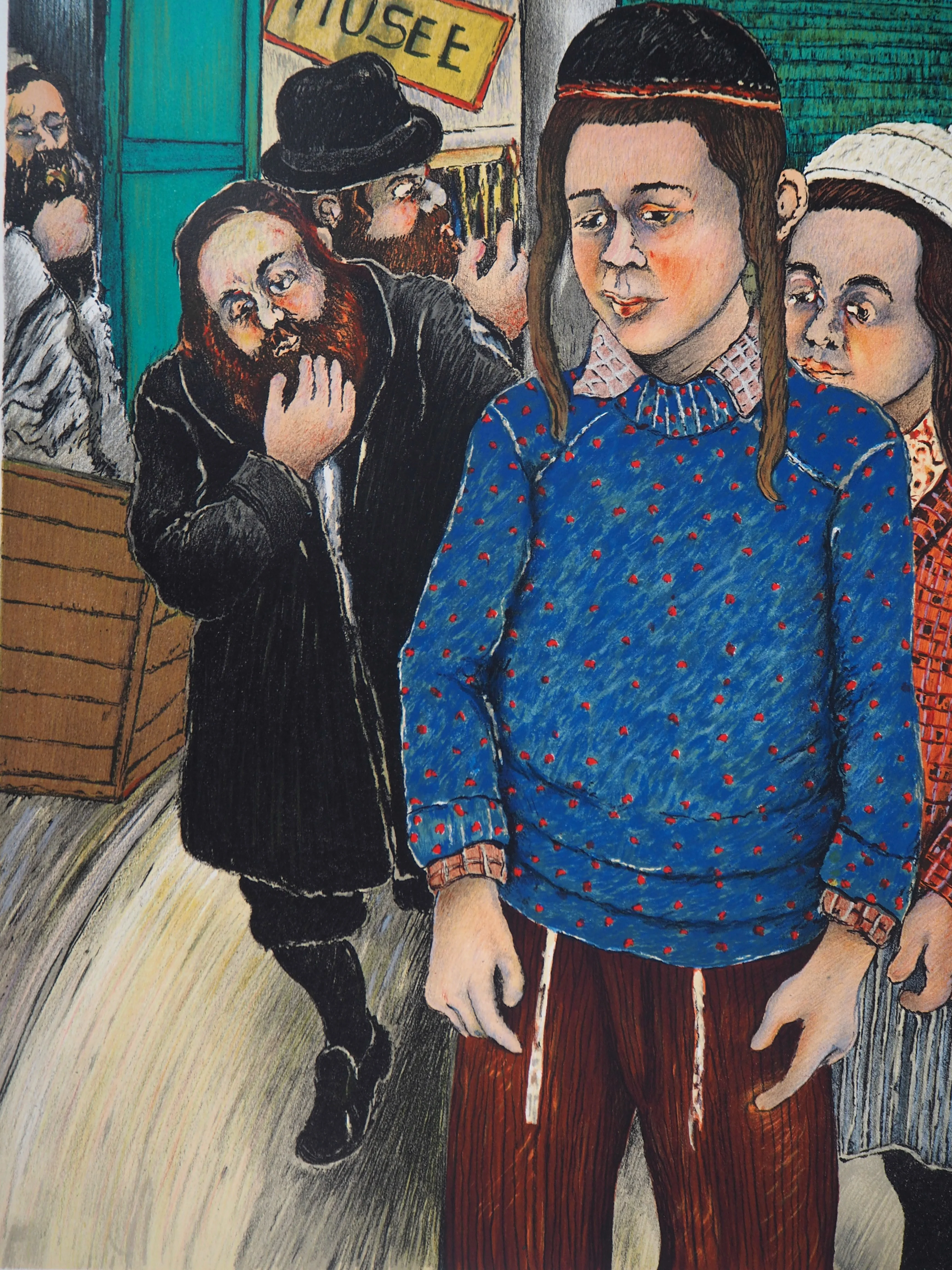 David AZUZ : Au musée de la culture juive, Lithographie originale signée - Image 3