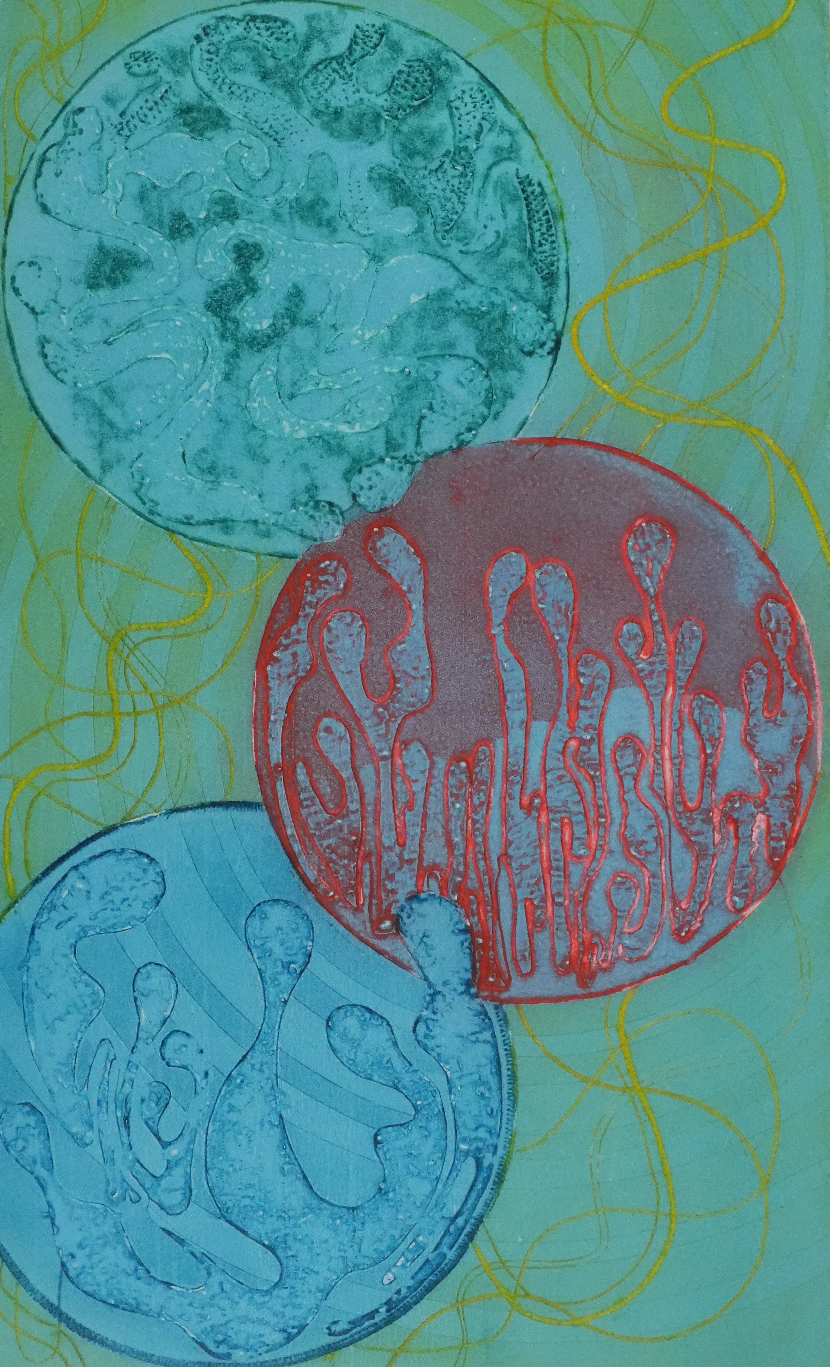 Ben BANAY : Triplés (bleu), Gravure originale signée - Image 2