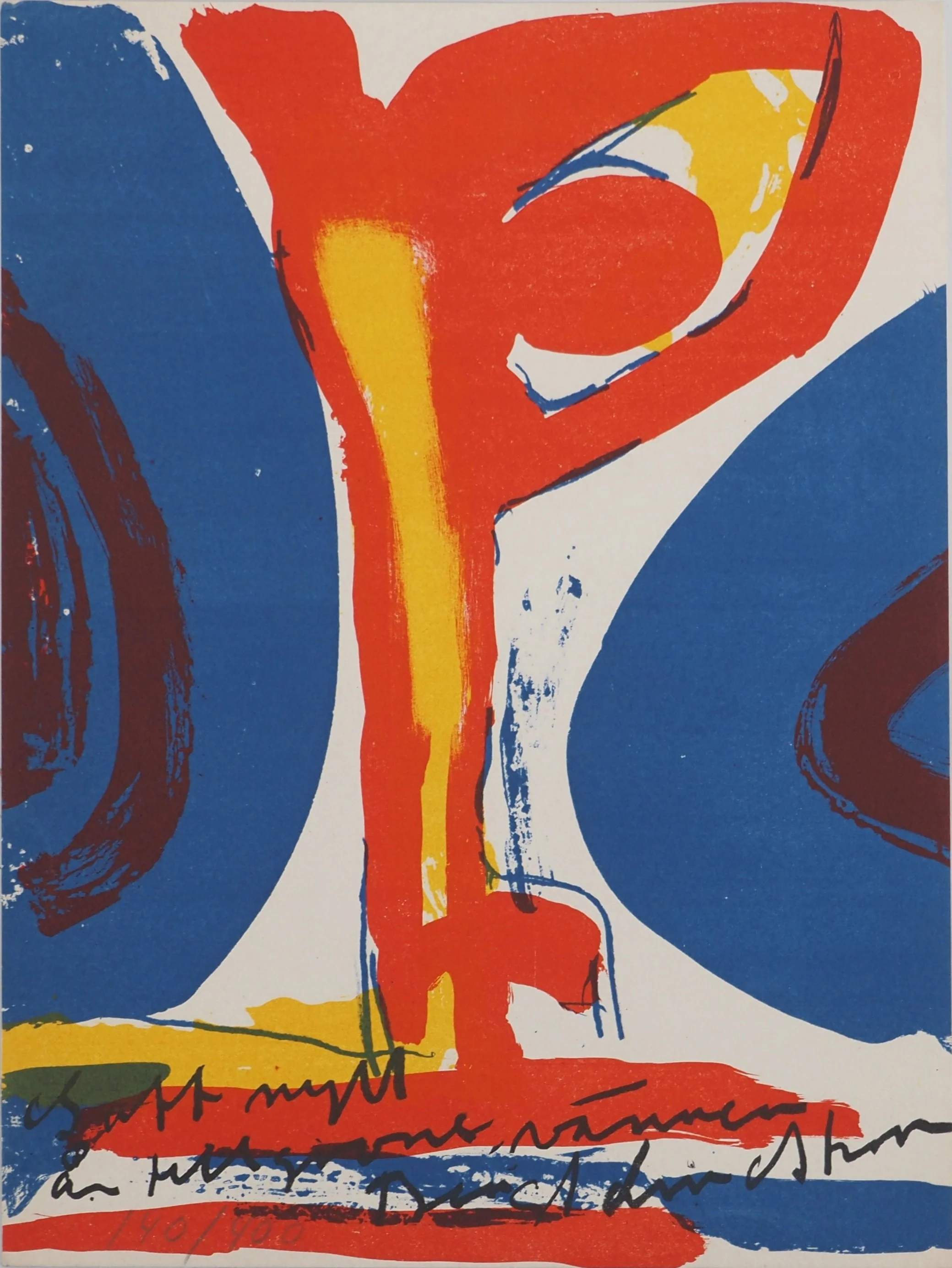 Bengt LINDSTROM : L'oeil rouge, Lithographie originale signée