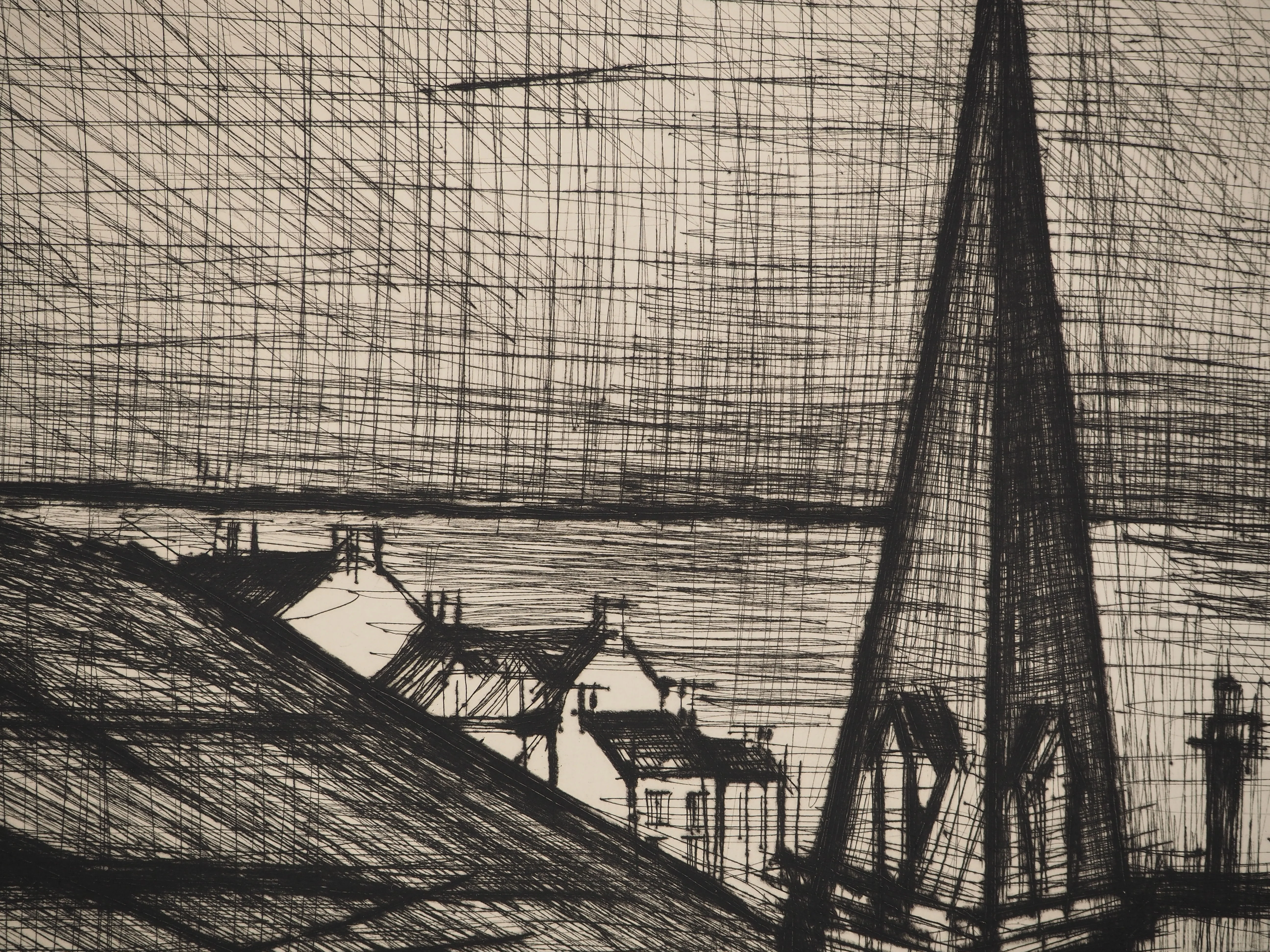 Bernard BUFFET : Bretagne, Le clocher de Sauzon, Gravure originale signée - Image 7