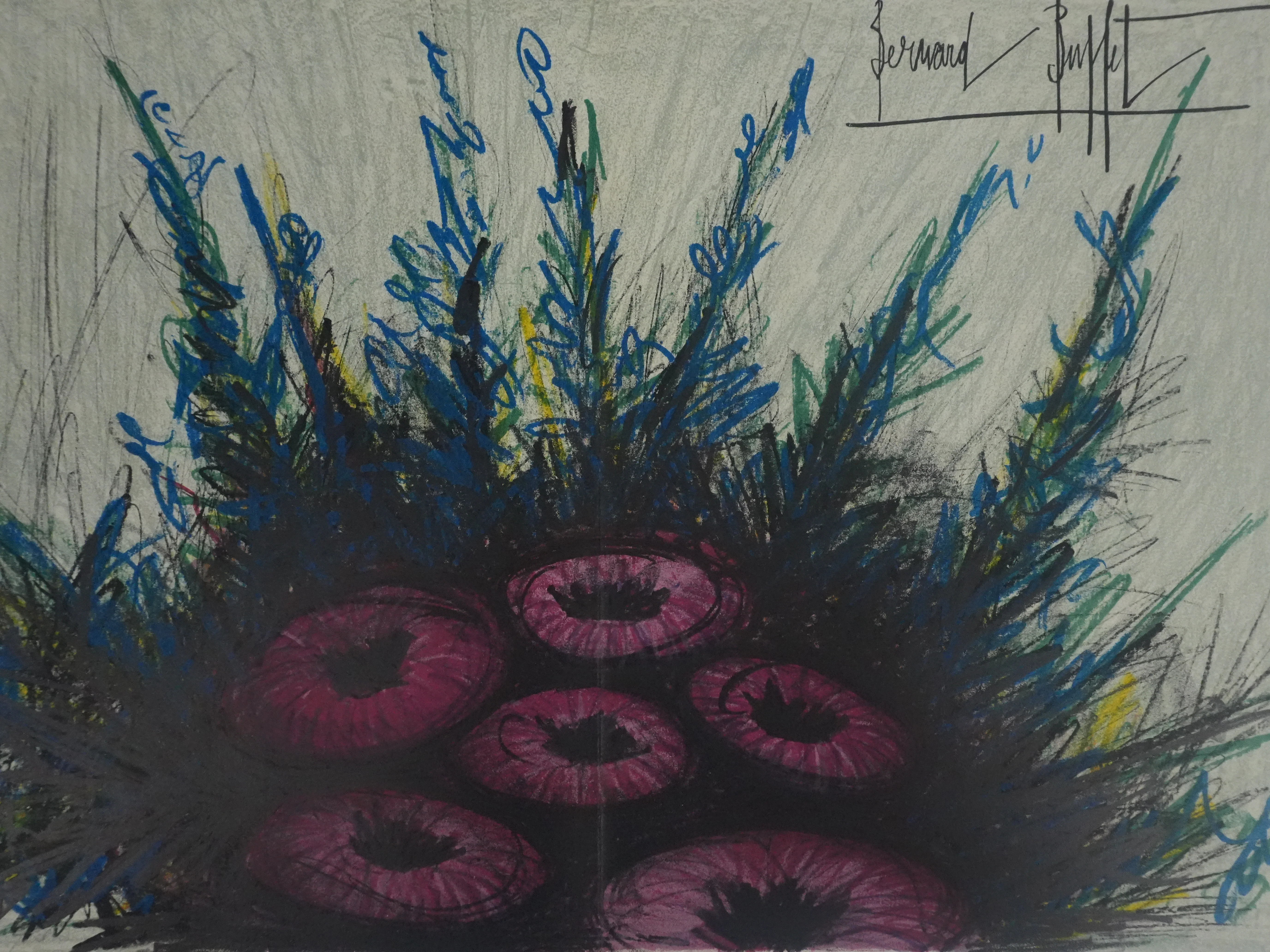 Bernard BUFFET : Ensemble floral, Lithographie originale signée - Image 7