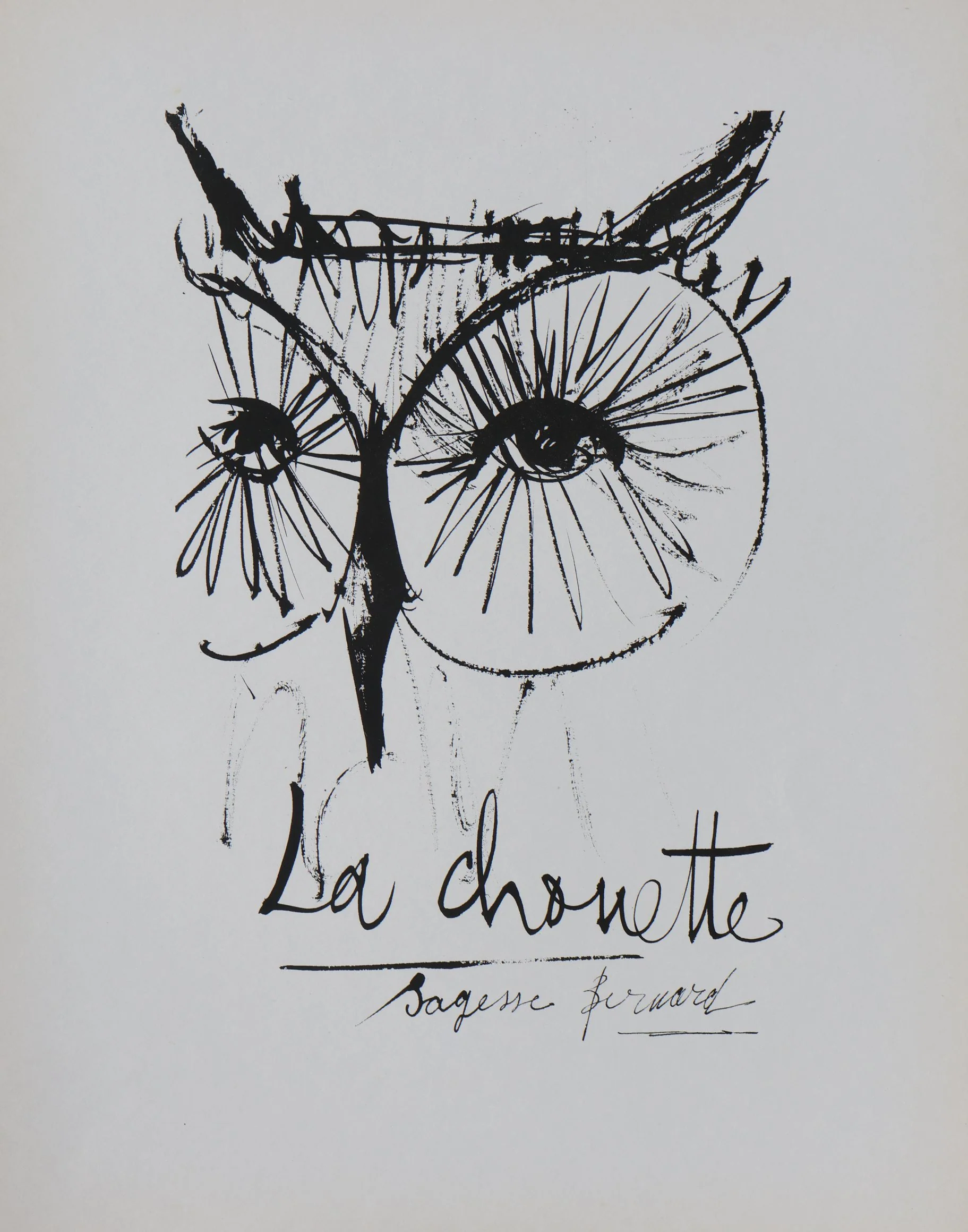 Bernard BUFFET : La Chouette, Gravure originale signée