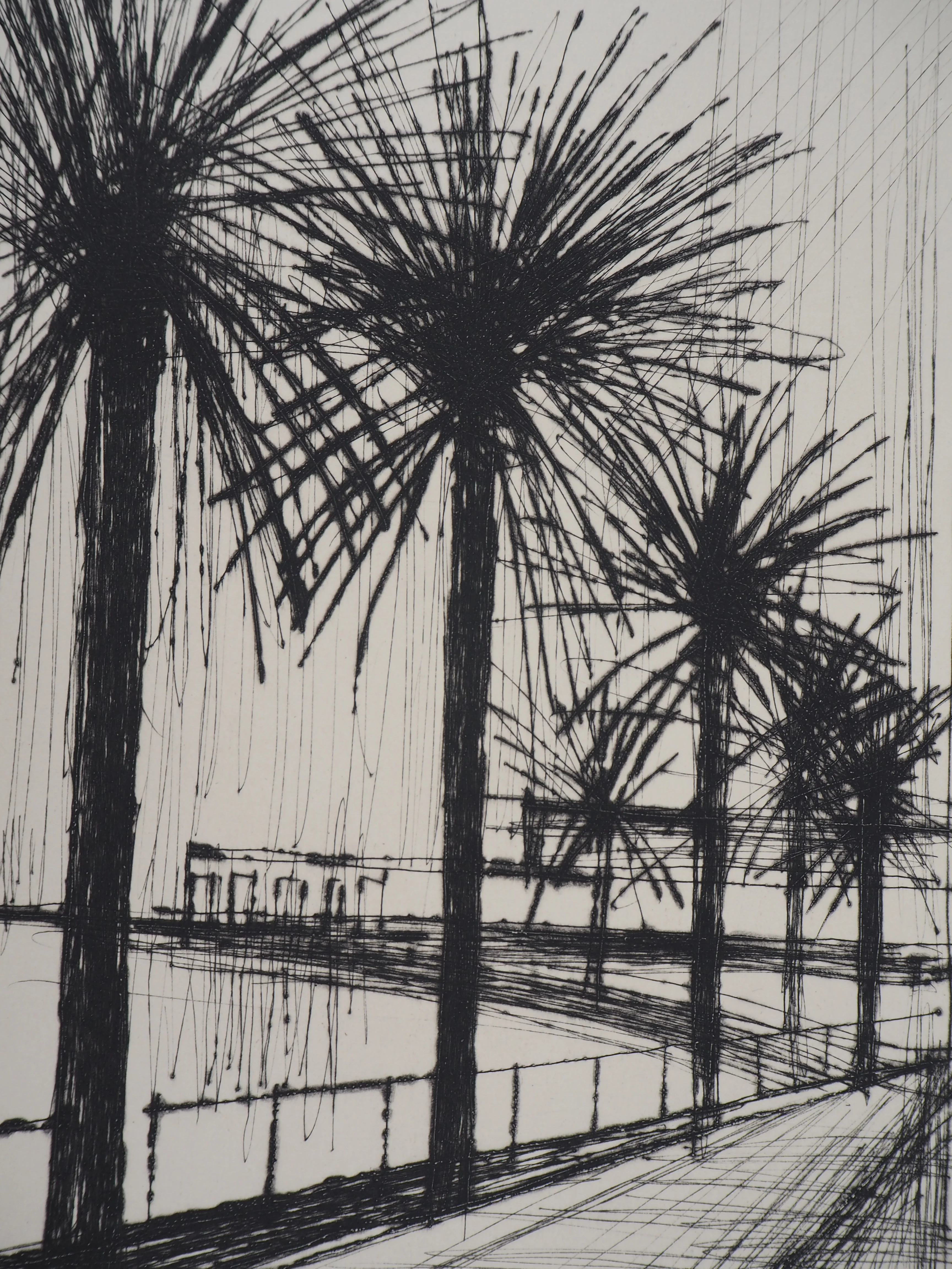 Bernard BUFFET : Palmiers le long de la plage, Gravure originale - Image 3