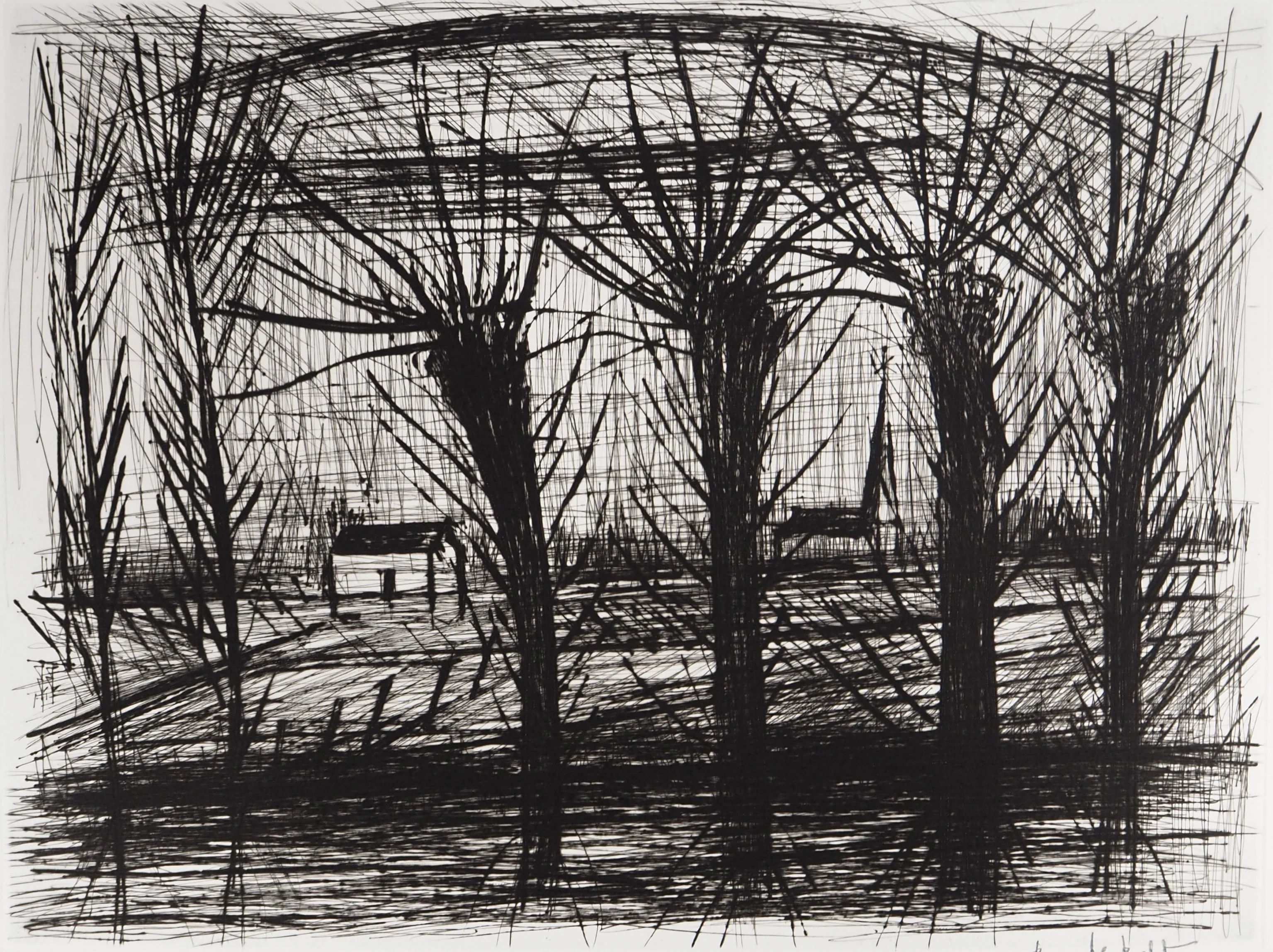 Bernard BUFFET : Saules au bord de la rivière, Gravure originale signée - Image 3