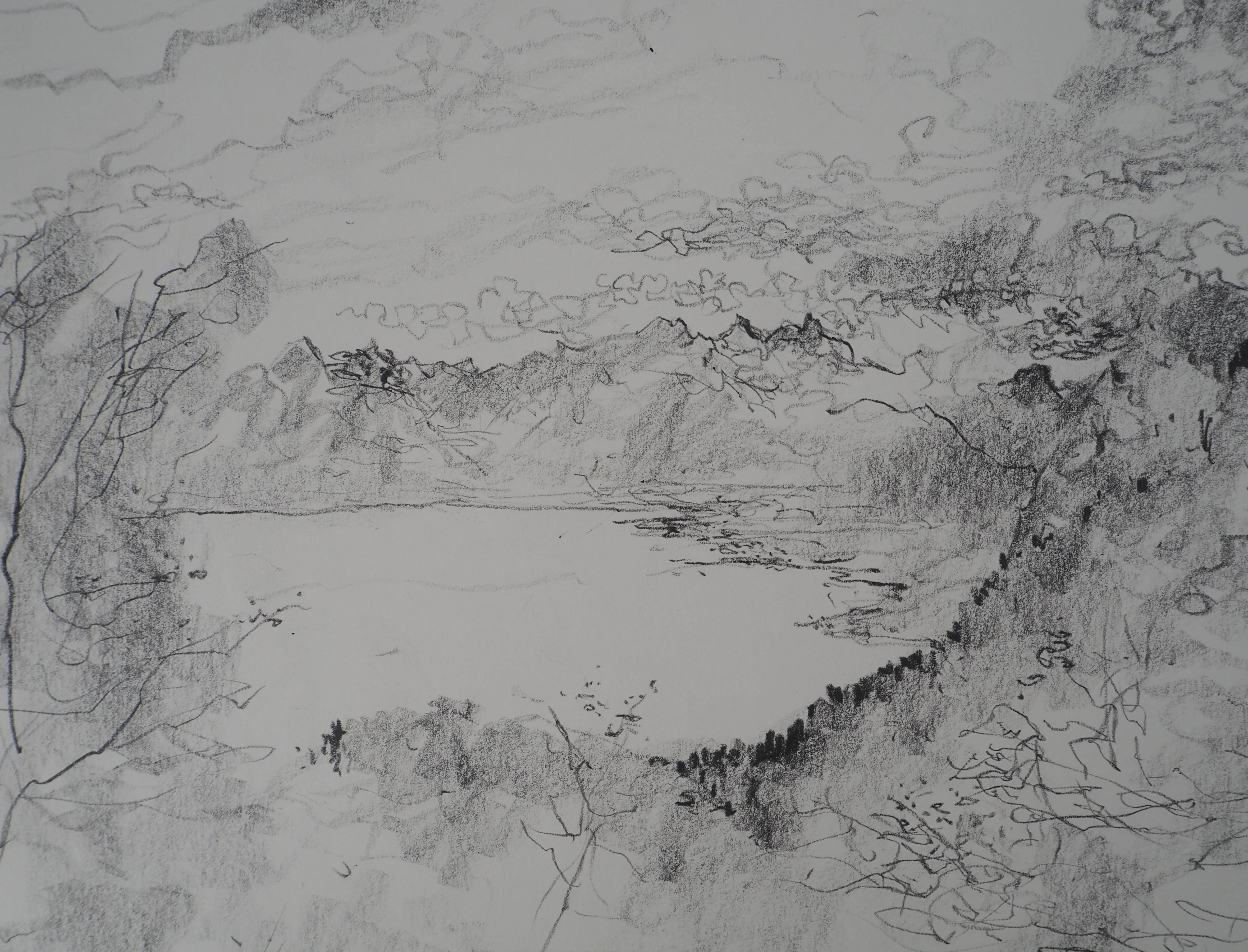 Bernard GANTNER : Suisse, Nuages sur le Lac Leman, Dessin original signé - Image 7