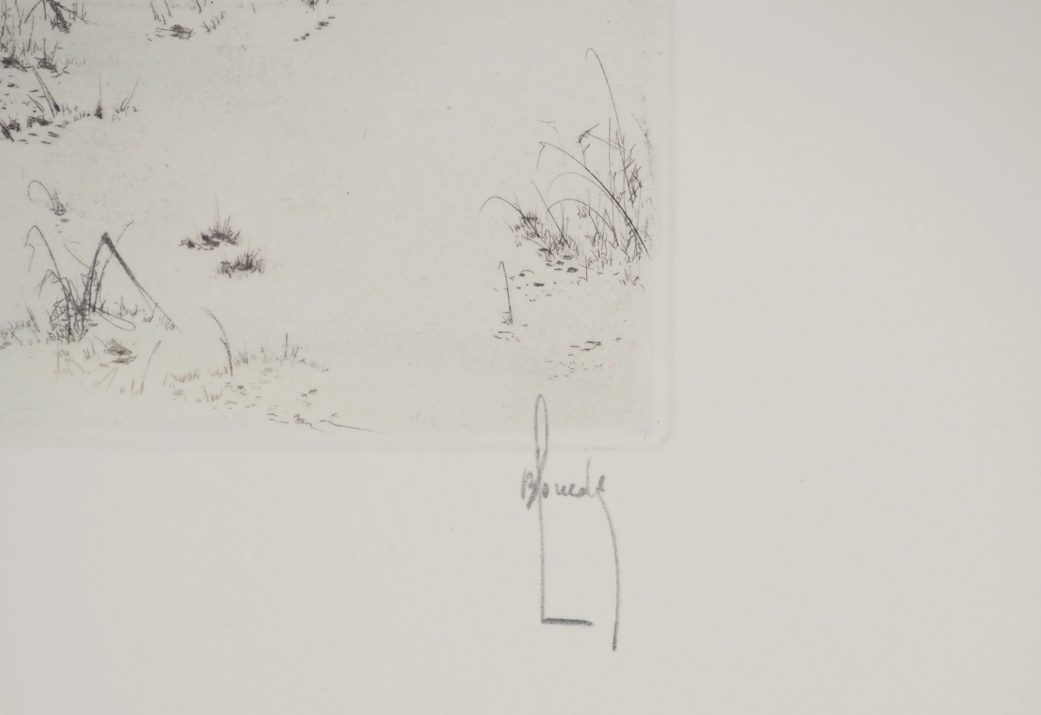 Bernard LOUEDIN : Paysage de neige, Gravure signée - Image 2