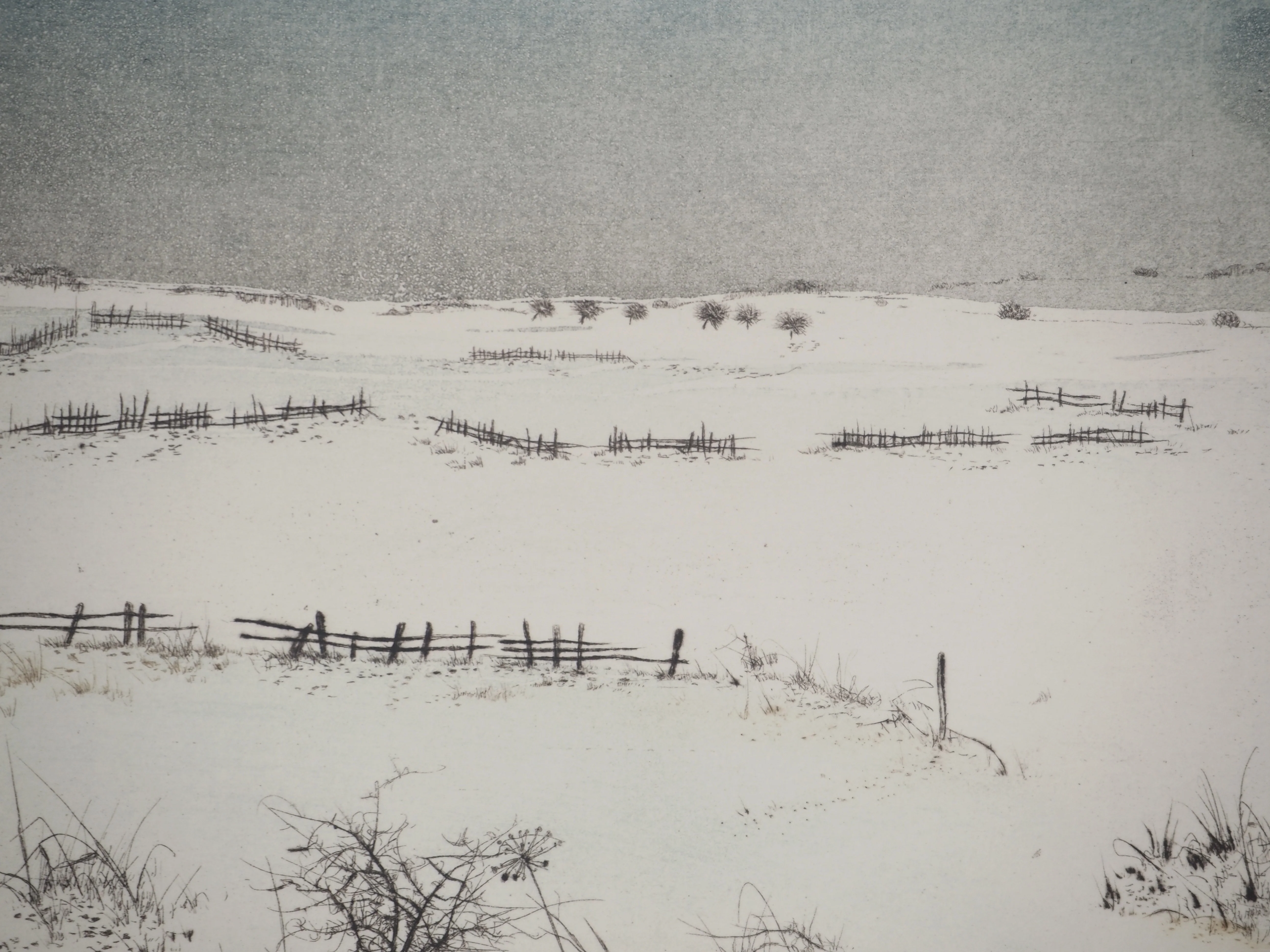 Bernard LOUEDIN : Paysage de neige, Gravure signée - Image 5