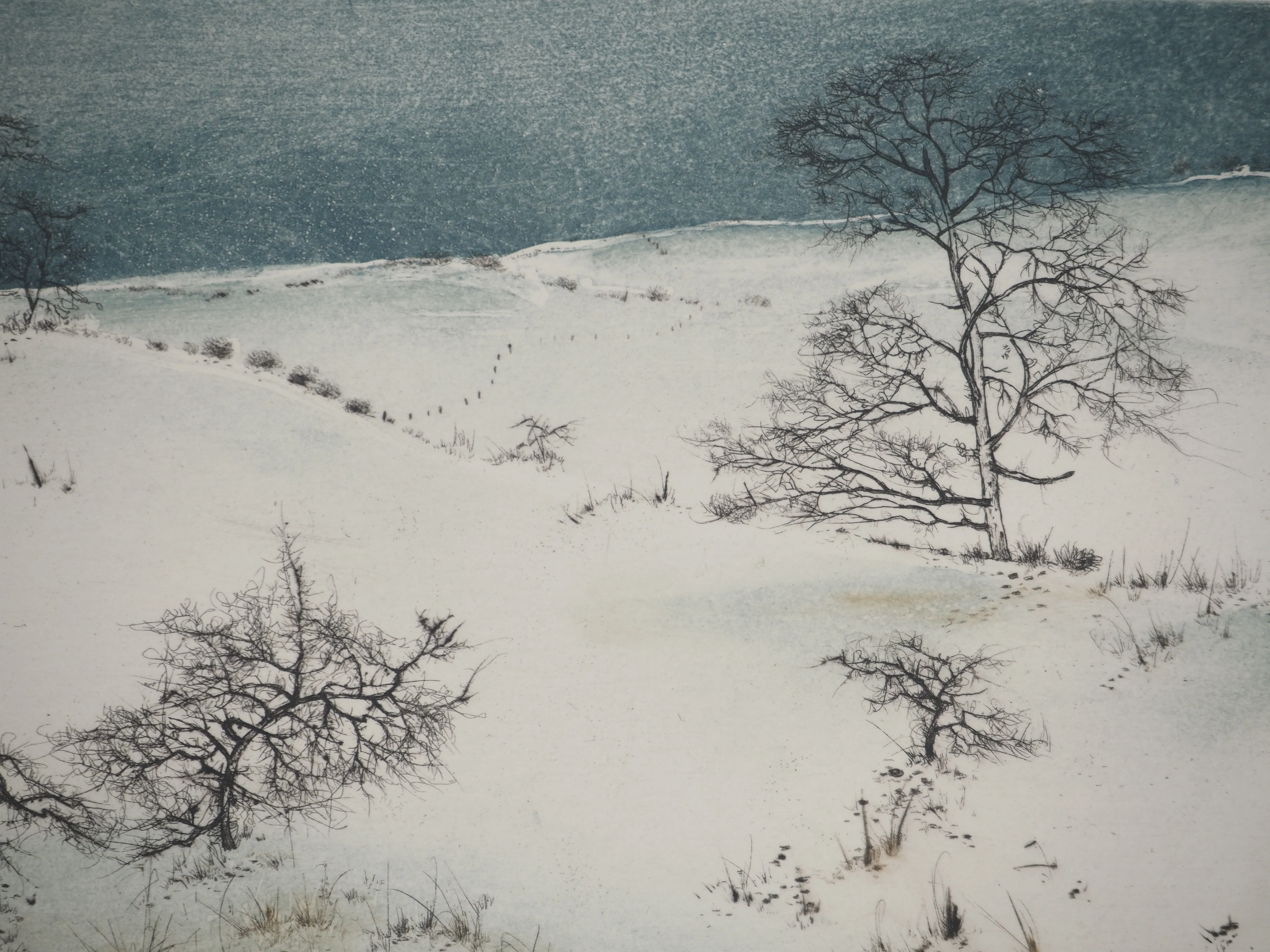 Bernard LOUEDIN : Paysage hivernal, Gravure signée - Image 6