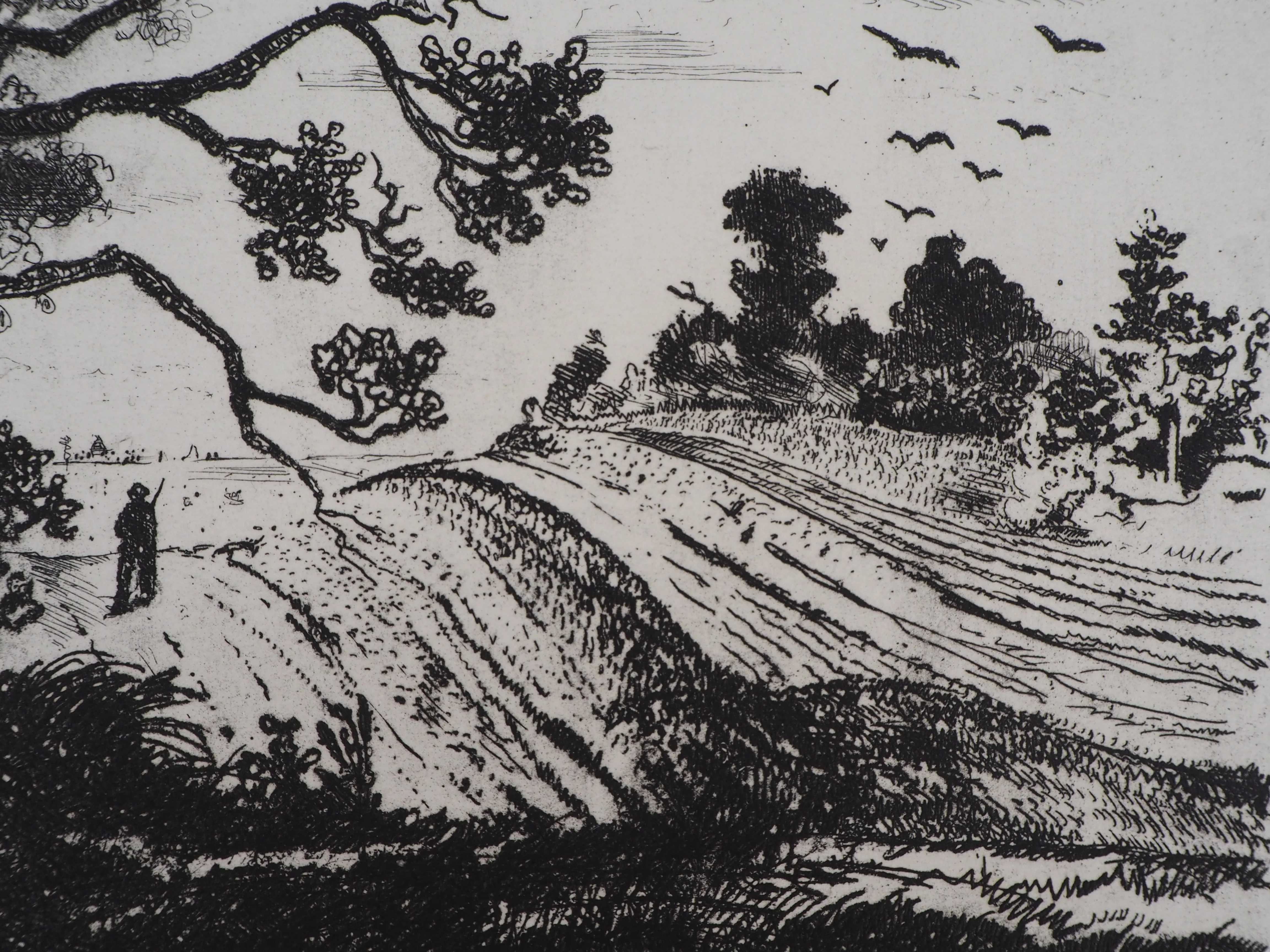 Jean-Eugène BERSIER : Le chasseur à charpont, Gravure originale signée - Image 5