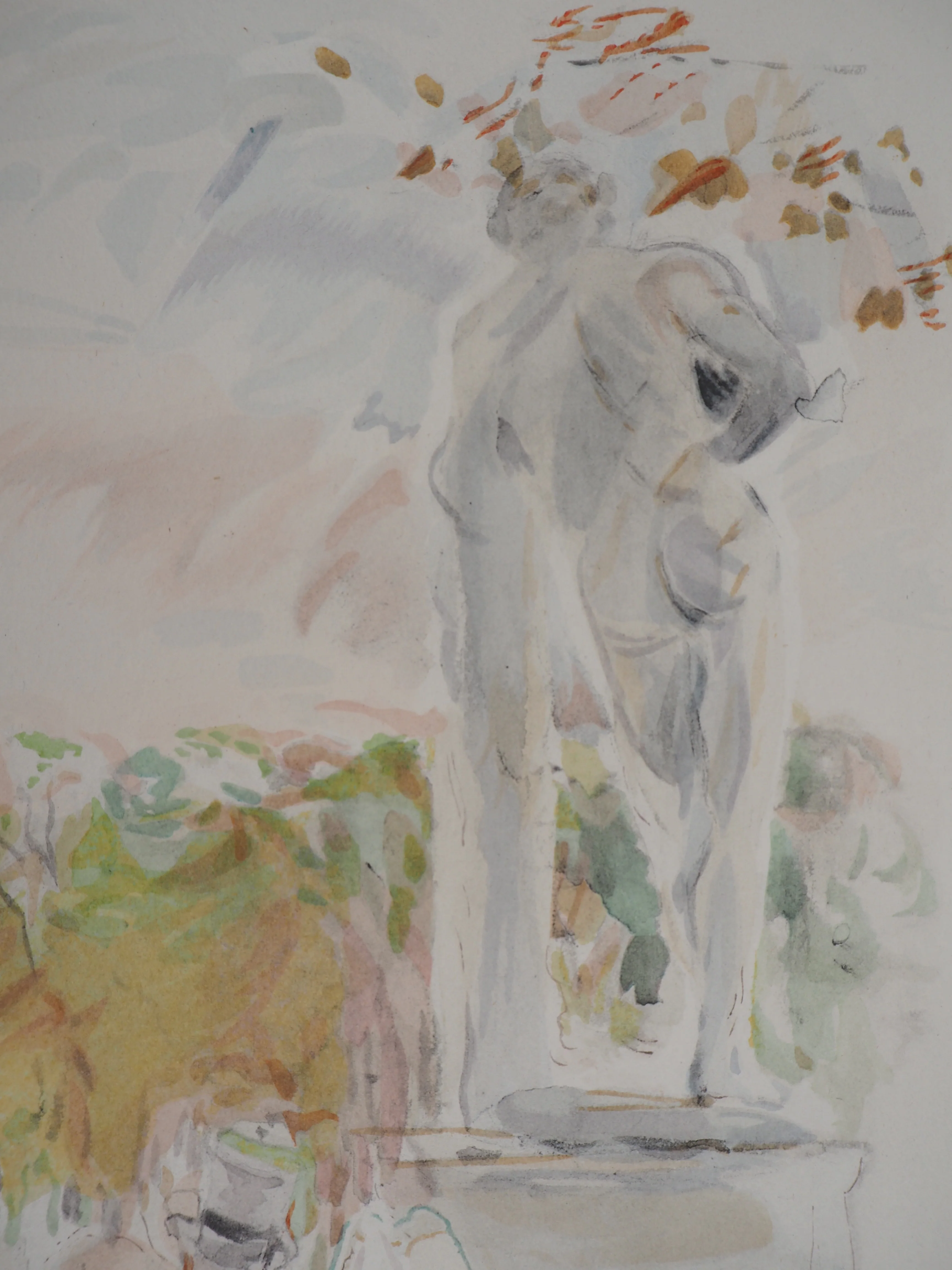 Berthe MORISOT : Sculptures au Au Jardin des Tuileries, Lithographie signée - Image 3