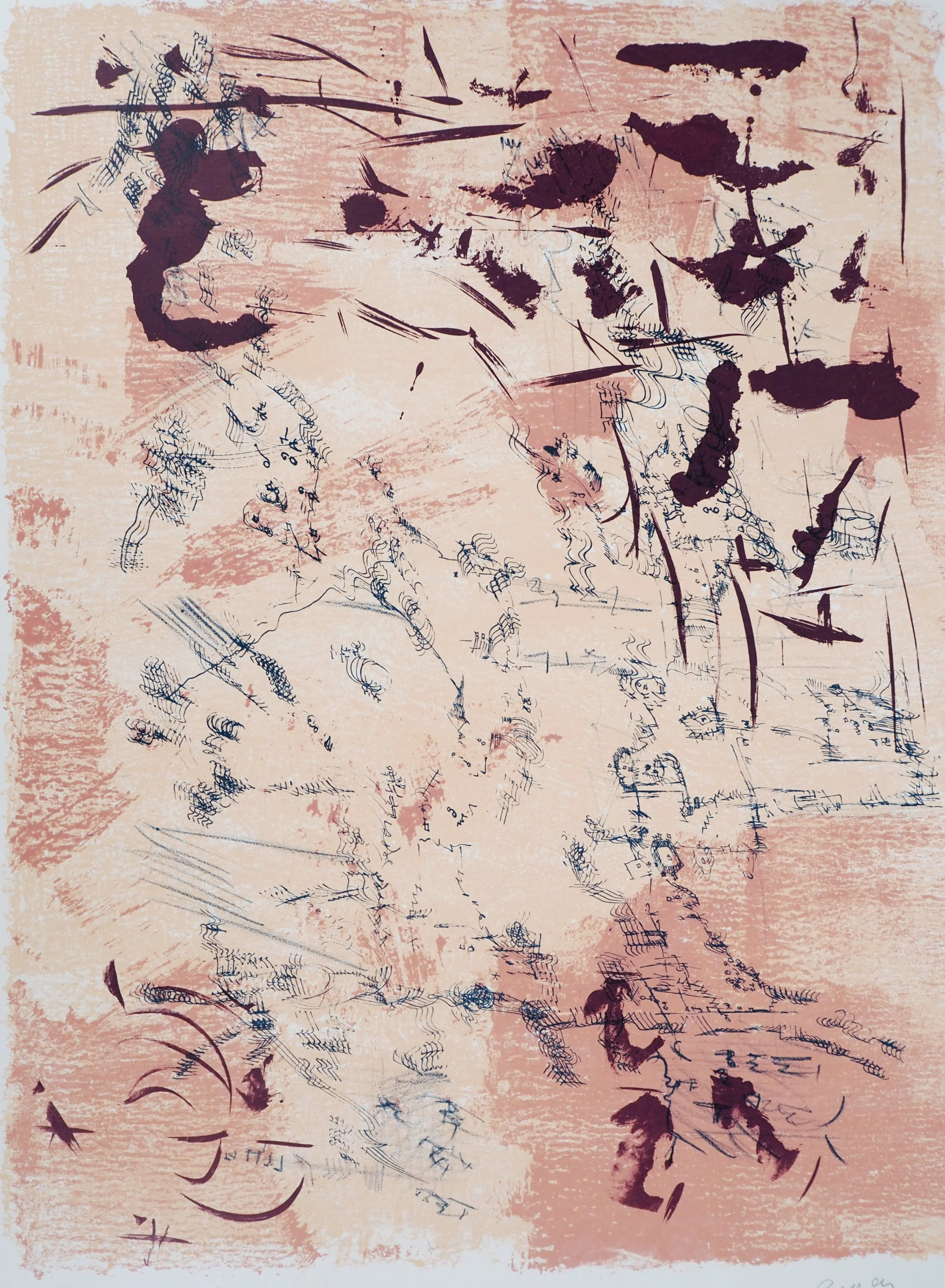 Camille BRYEN : Abstraction en rose (Cavalero 1973), Affiche en lithographie originale signée - Image 4